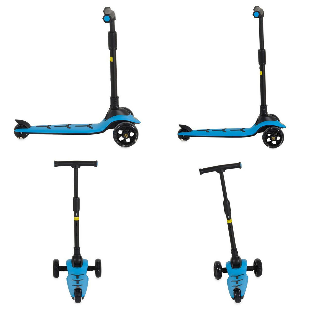 KINDERROLLER Lamborghini Pro blau 3 PU-Räder, ABEC-7, LED-Licht, Schwerkraftlenkung, Hinterradbremse - Blau, Metall (64/32/66cm) - Moni