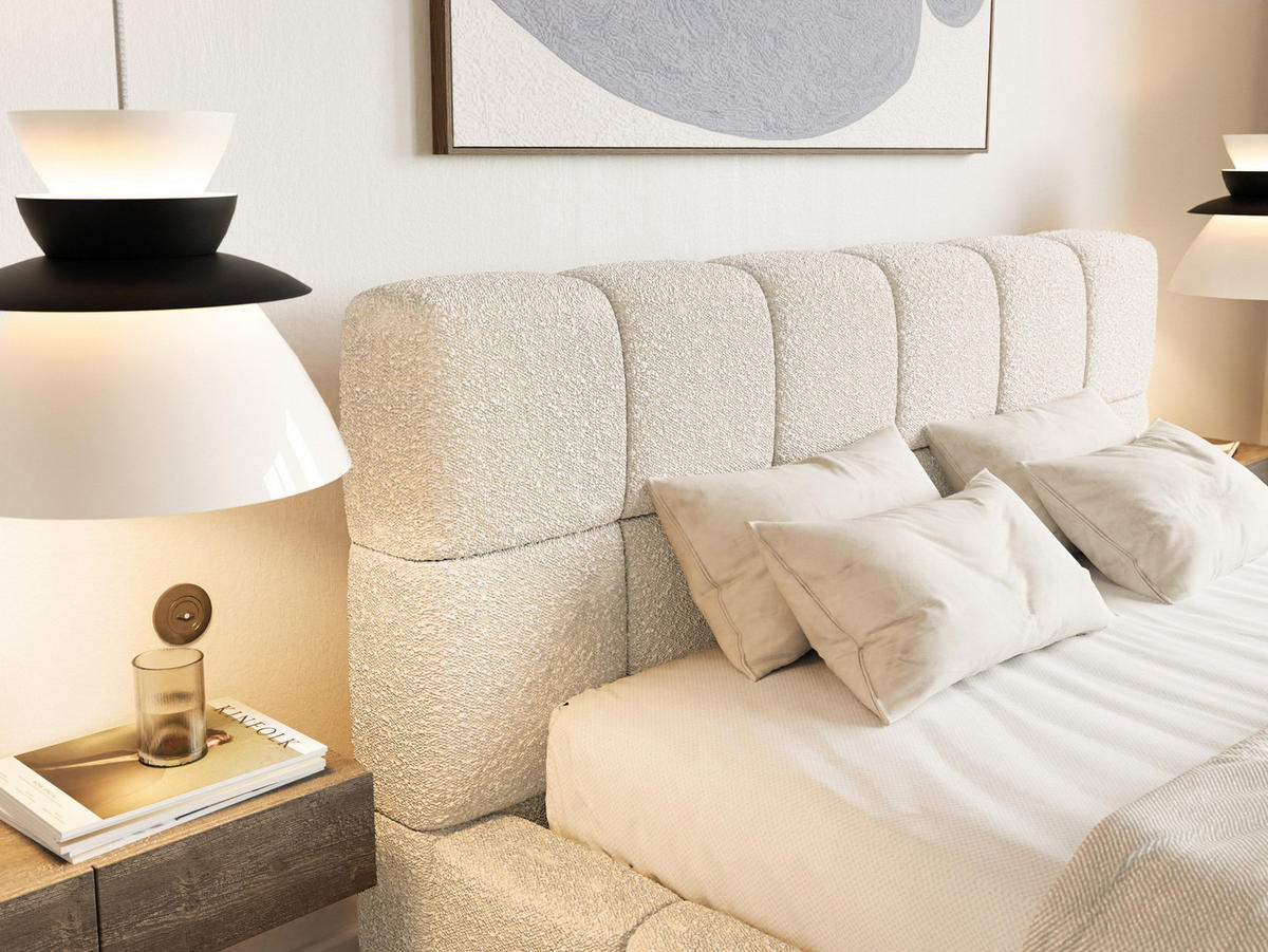 POLSTERBETT Lund 140x200 cm, Creme - Creme, Textil (140/200cm) - Fedve
