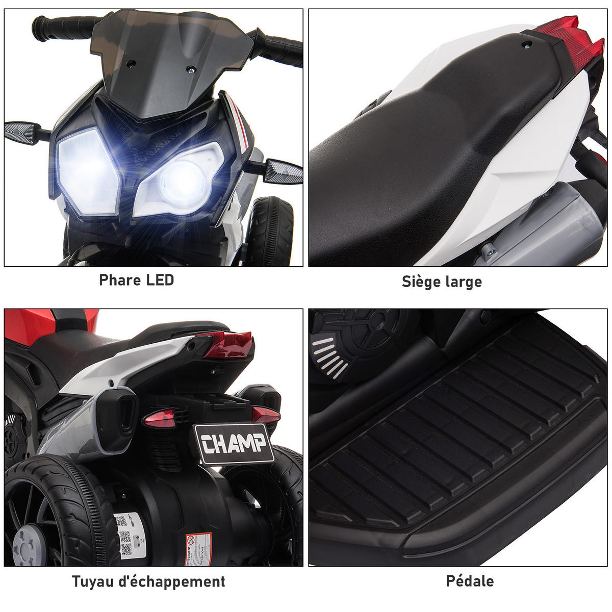 ELEKTRO-MOTORRAD DE-12991 3 Räder Schwarz/Rot - Rot, Kunststoff (86/42/52cm) - ComfortXL