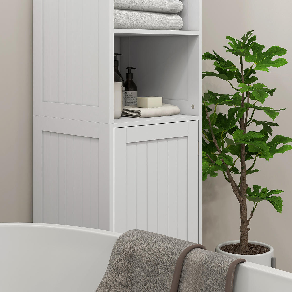 BADEZIMMERSCHRANK, MDF, Weiß, 40 x 38 x 160 cm - Weiß, Metall (38/160/40cm) - HOMCOM