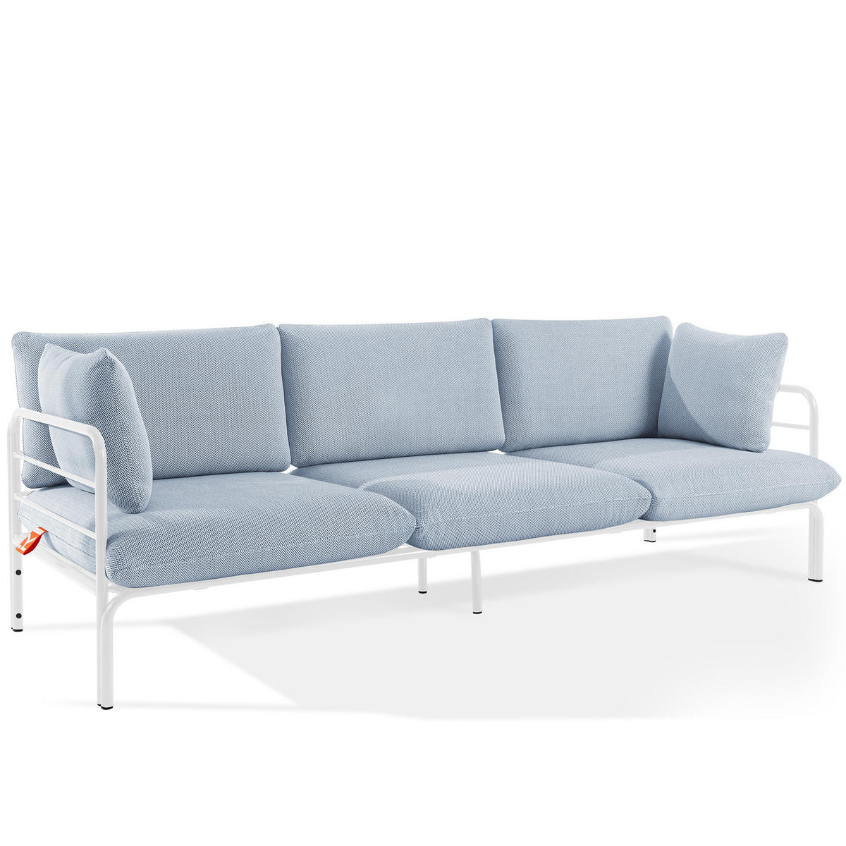 GARTENSOFA RAMBE 3-Personen mit Kissen, Weiß - Weiß/Hellblau, Textil/Metall (225/80/80cm) - KONSIMO®