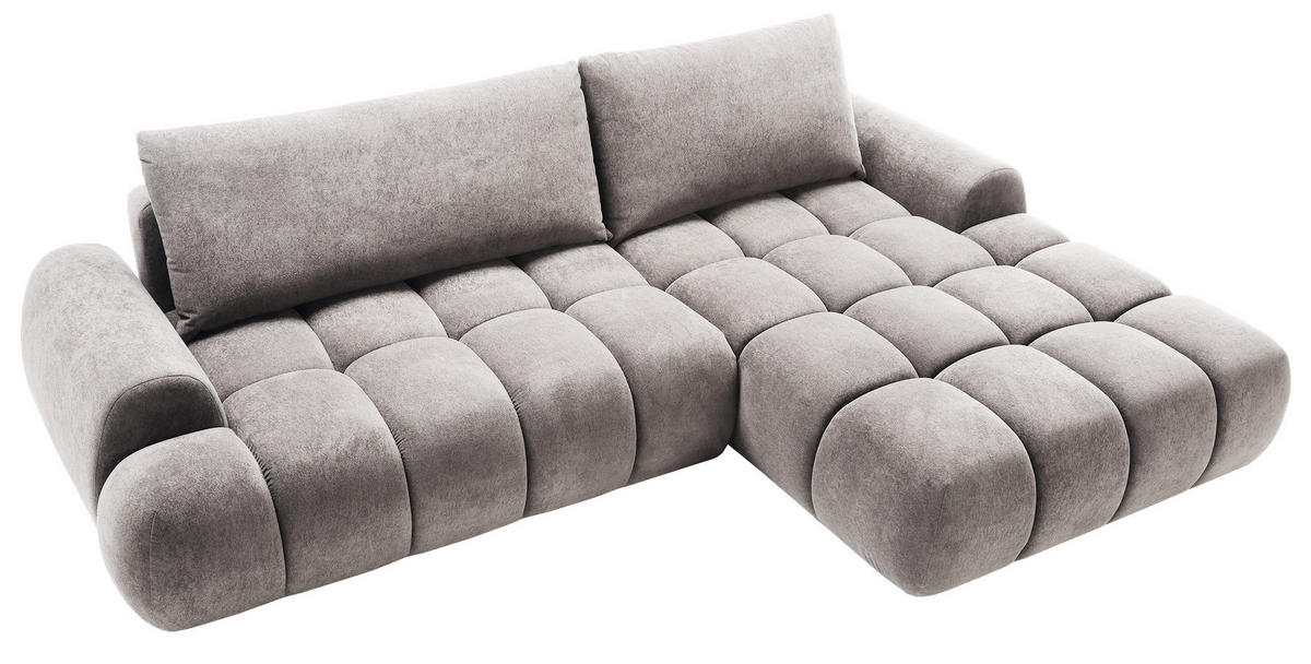 ECKSOFA 280 cm Valerio mit Bettkasten, 280 cm, Rechts, Schlaffunktion, Hellgrau - Hellgrau, Holz (177/280cm) - Emporius