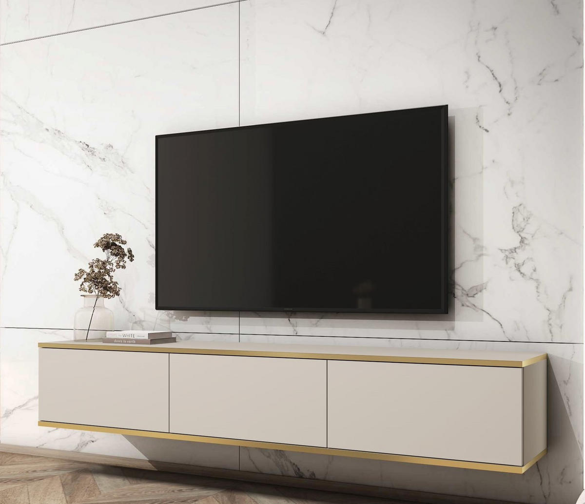 TV-SCHRANK Oris Beige matt Glamour 175 cm - Beige, Holzwerkstoff (175/30/32cm) - Meble Lindner