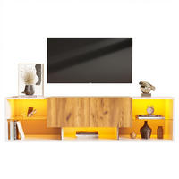 TV-ELEMENT mit Stauraum, LED und 2 Schubladen, moderner Stil, 160 x 40 x 42 cm - Multicolor, Glas/Holz (40/42/160cm) - GENKI LIVING