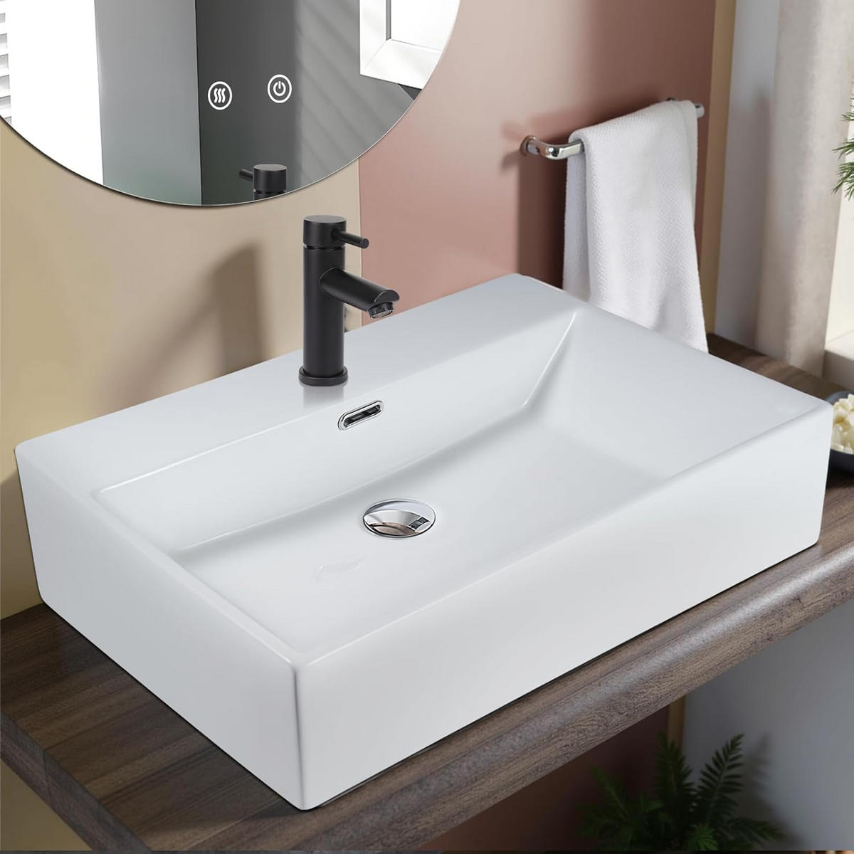 WASCHBECKEN Nyvyn 60/42/15 cm - Weiß, Keramik (42/15/60cm) - ZMH