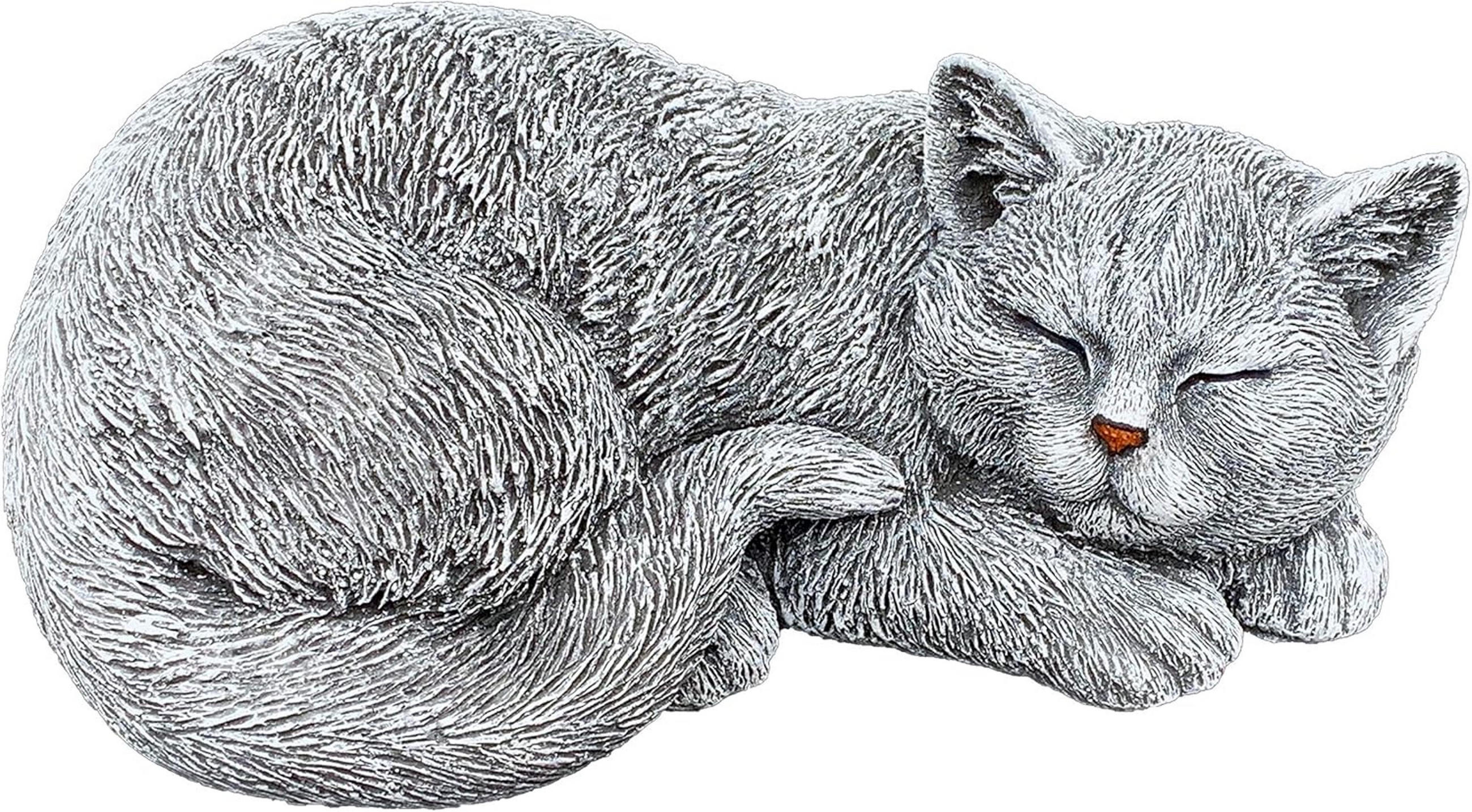 STEINFIGUR Katze Betty schlafend frostfest wetterfest Gartenfigur - Grau, Stein (25/11/18cm) - stoneandstyle