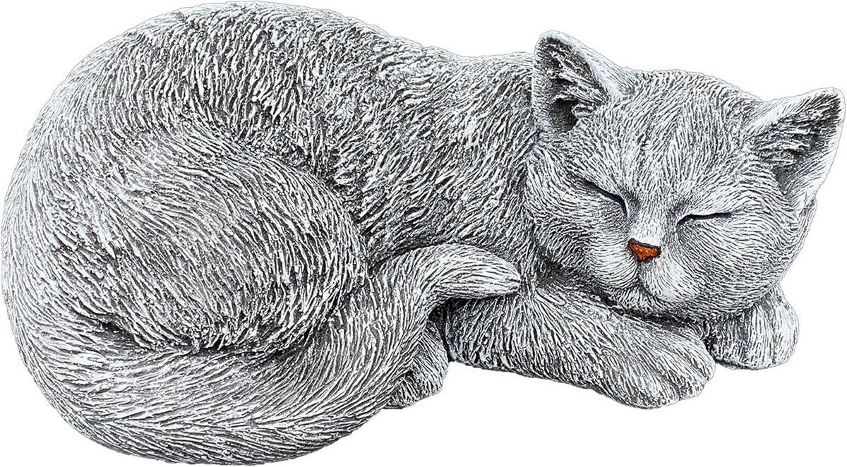STEINFIGUR Katze Betty schlafend frostfest wetterfest Gartenfigur - Grau, Stein (25/11/18cm) - stoneandstyle
