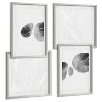 BILDER SET 4er Set - 50x50 cm & 40x60 cm Silberner Rahmen - Abstrakte Kunst, Farbspritzer - Silberfarben, Kunststoff (50/50cm) - TULUP