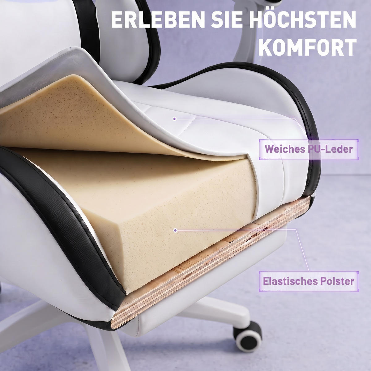 GAMING-STUHL Schwarz 65.0/65.0/129.0 cm - Schwarz, Textil (65/129/65cm)