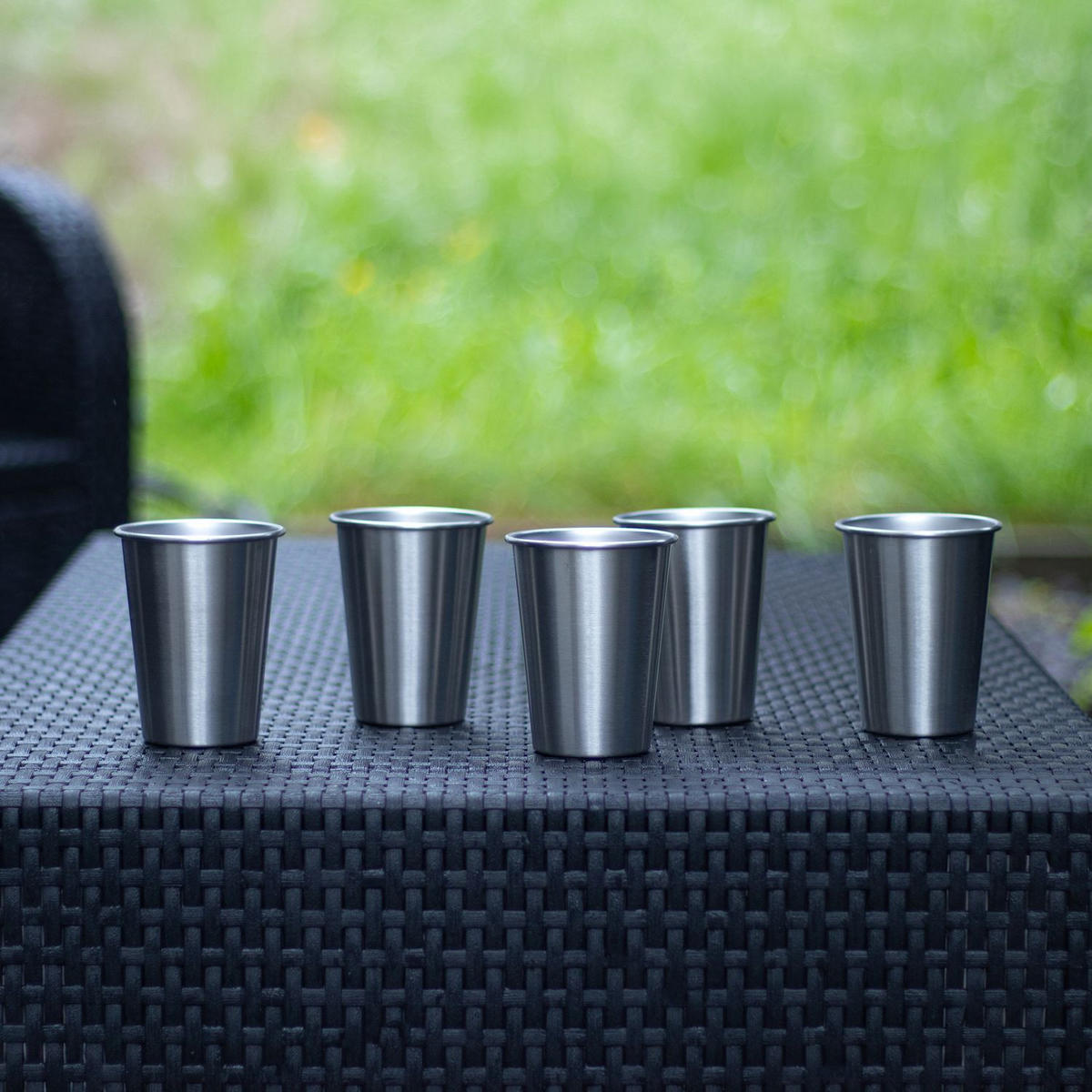 CAMPING BECHER SET Edelstahl - Silberfarben, Metall (0.35L) - Intirilife