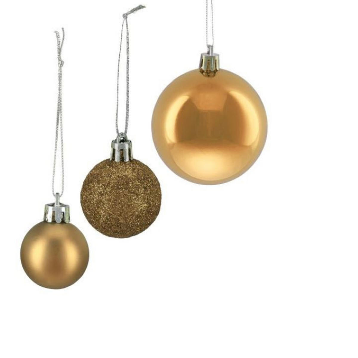 76XWEIHNACHTSKUGELN - Goldfarben, Kunststoff (6/7/6cm) - Relaxdays