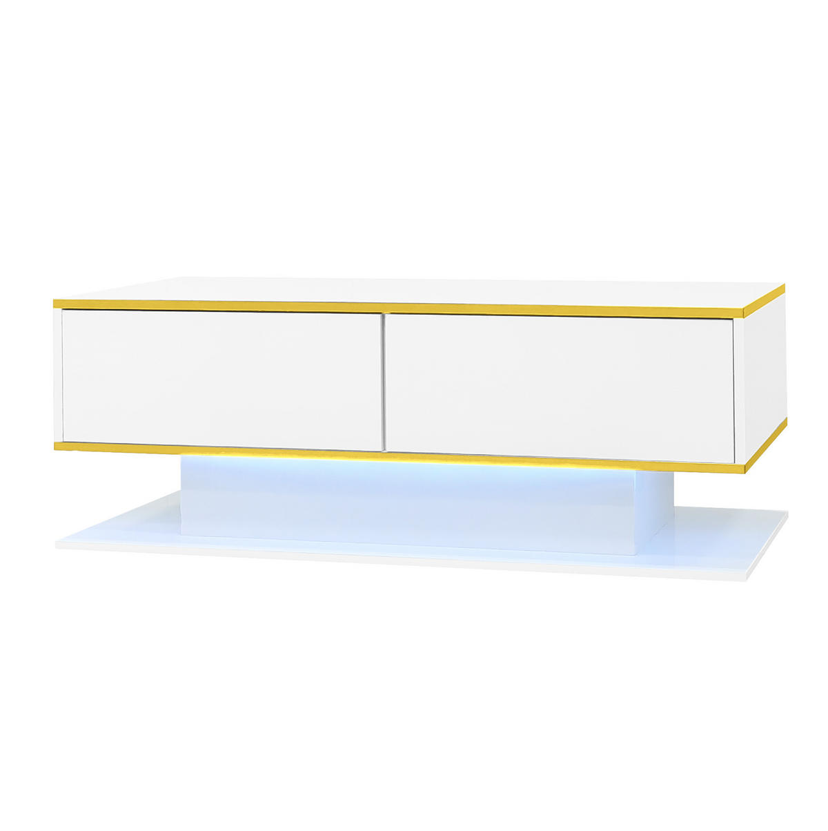 COUCHTISCH mit LED und 3 Schubladen 100 x 50 x 40 cm Weiß - Weiß, Holzwerkstoff (100/50/40cm) - Meubliv