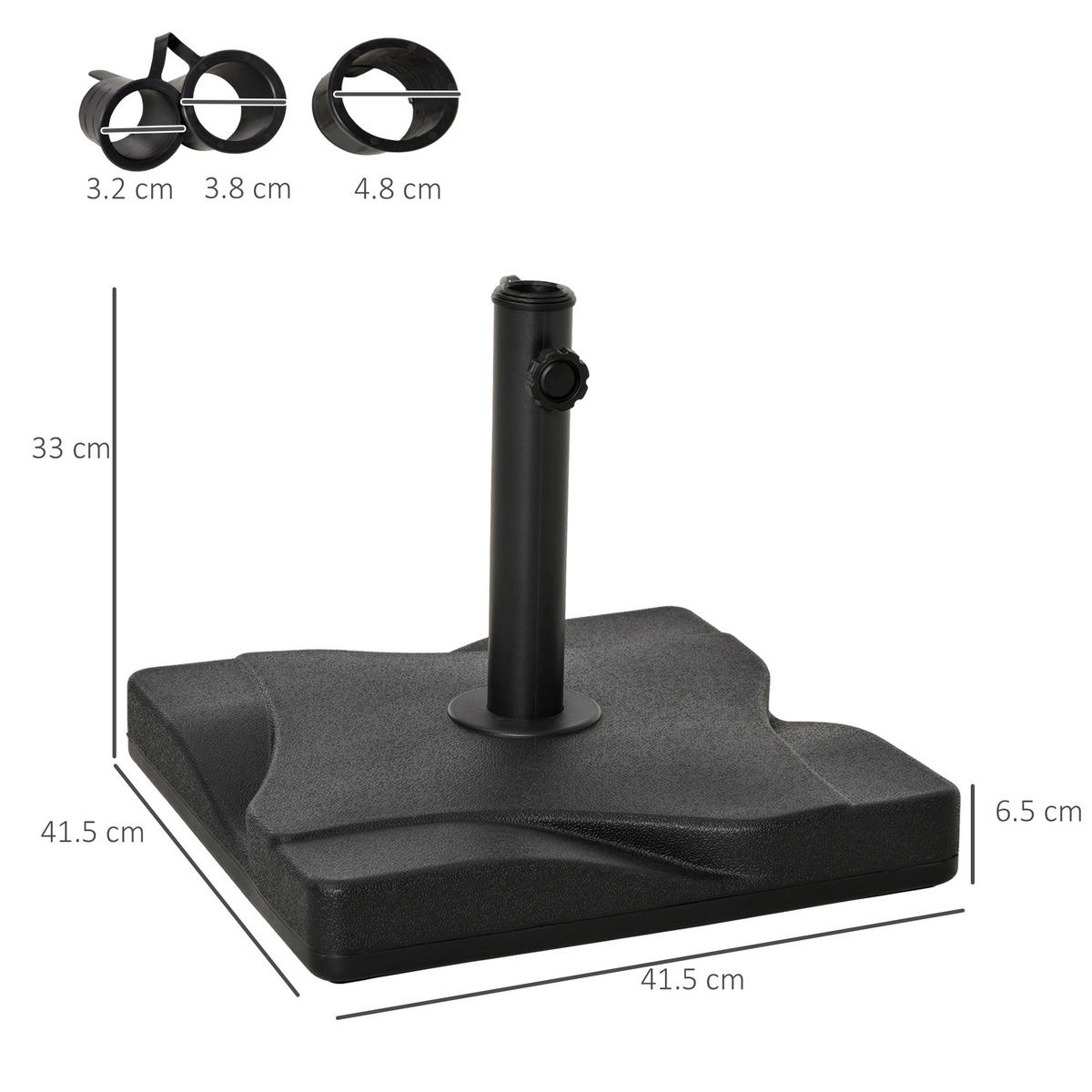 SONNENSCHIRMSTÄNDER 20 kg Zement schwarz - Schwarz, Kunststoff (41.5/41.5cm) - Fortuna Lai