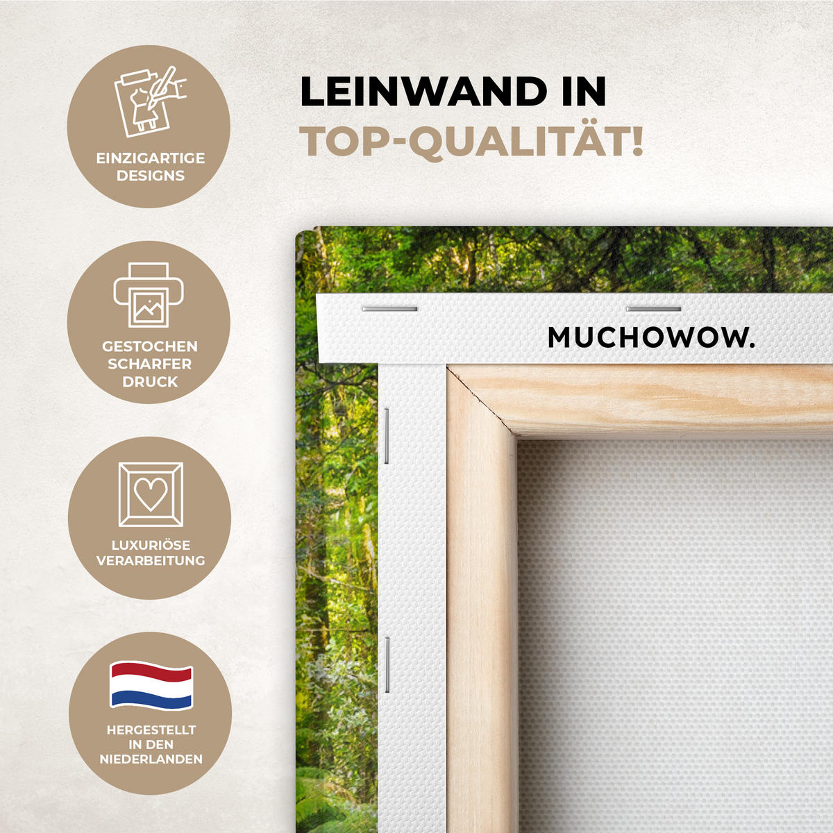 LEINWANDBILD Dschungel - Wasserfall - Australien - Pflanzen - Natur Wandbild Wohnzimmer 60x80 cm - Dunkelgrün, Textil (60/80cm) - MuchoWow