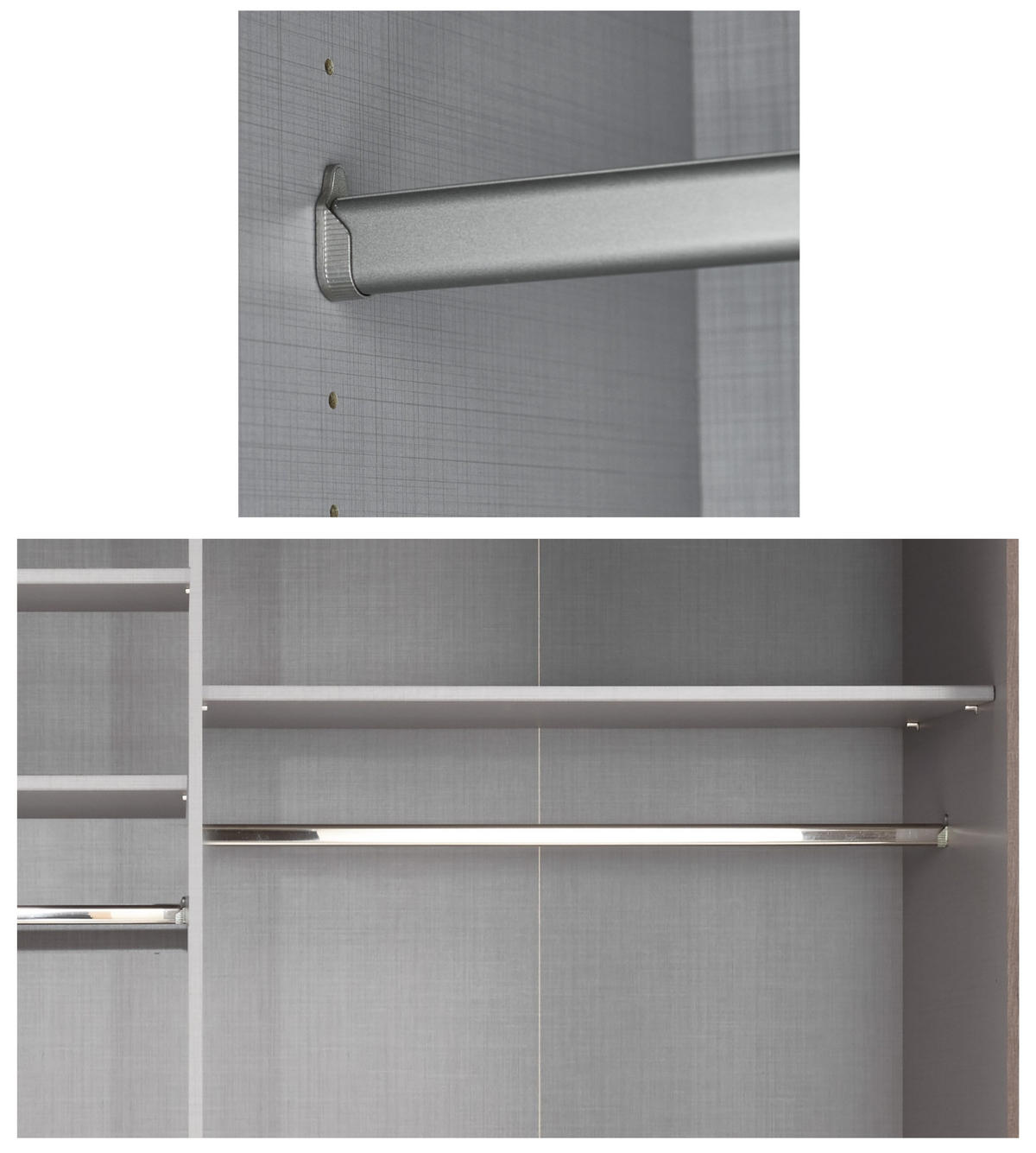 SCHWEBETÜRENSCHRANK 3-türig B300/H216/T65 cm inkl. Vollausstattung in Weiß mit Spiegel / 22019 - Schwarz/Weiß, Holzwerkstoff/Metall (300/216/65cm) - luma-home