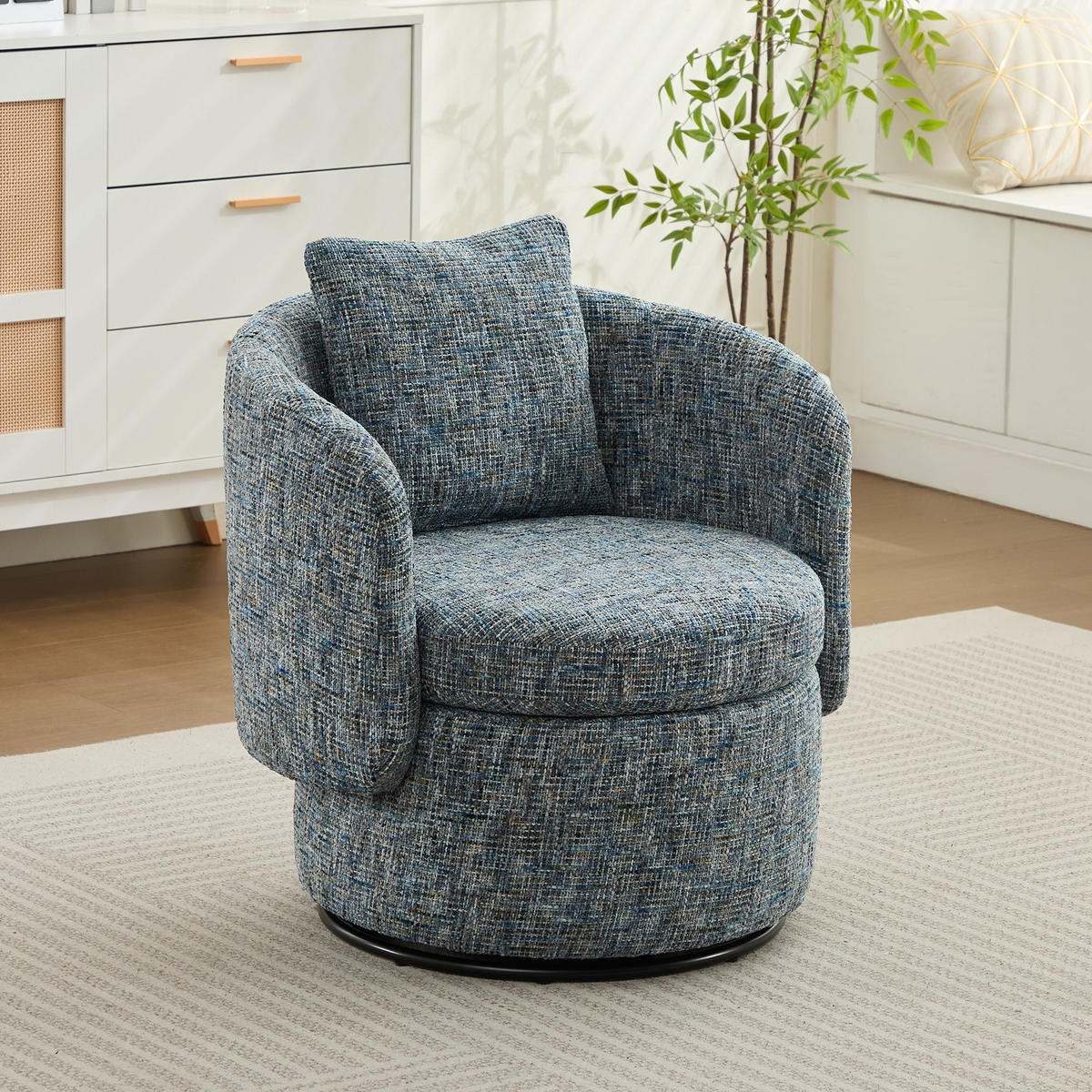 SESSEL Chenille mit verstecktem Stauraum 72/66.5/76 cm Blau - Blau, Textil (66.5/76/72cm) - Redom
