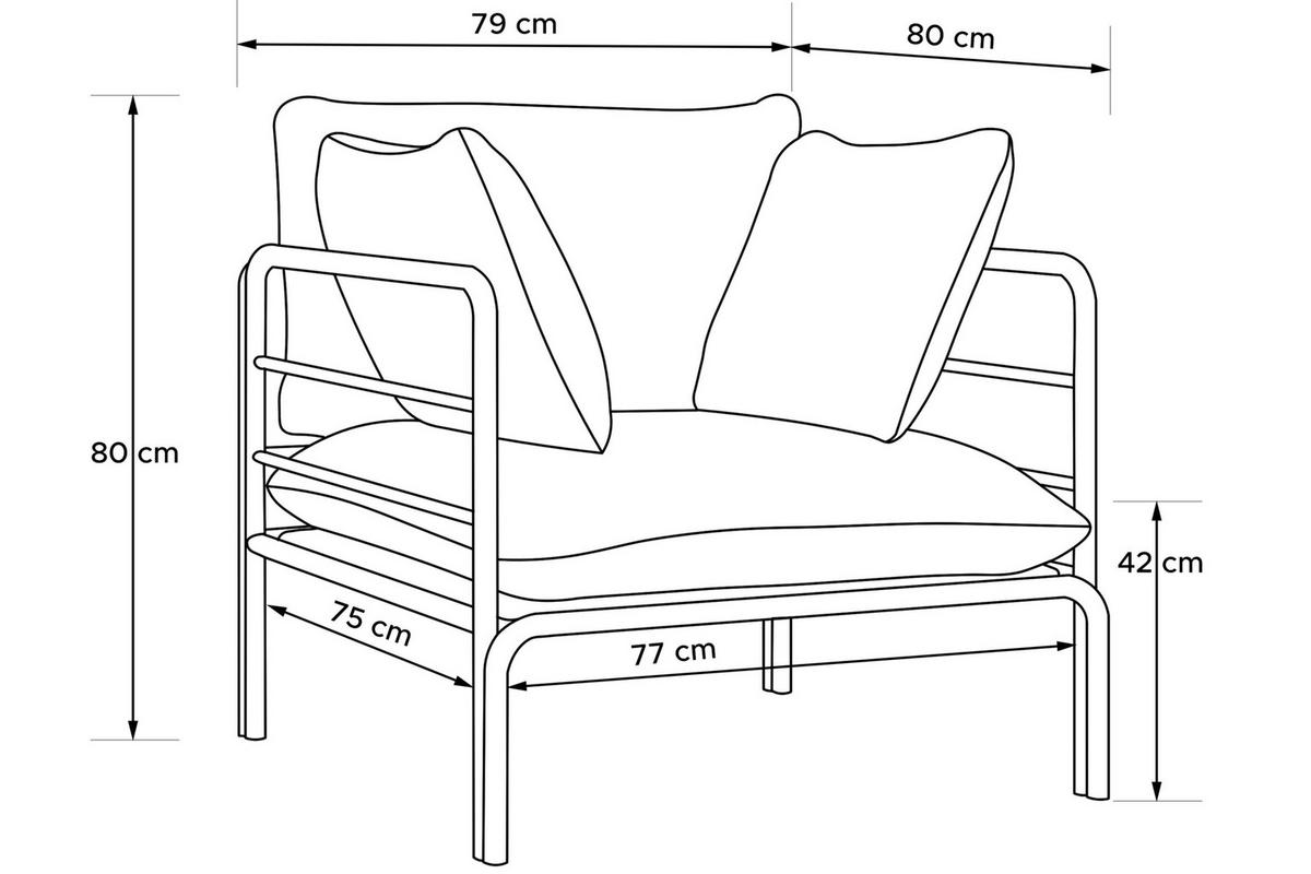GARTENSESSEL RAMBE inkl. Auflagen, Stahlgestell, Modern, Anthrazit/Hellgrau - Dunkelgrau/Hellgrau, Textil/Metall (79/80/80cm) - KONSIMO®