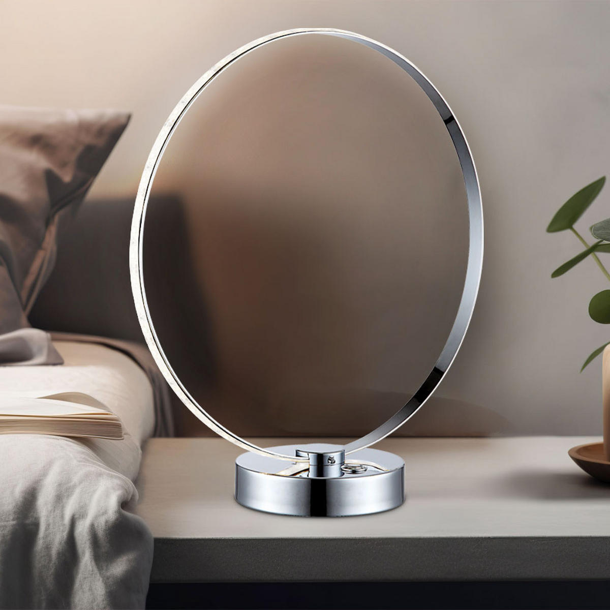 LED TISCHLEUCHTE Ring Chrom Silber - Silberfarben, Metall (30/12/33cm) - Globo Lighting