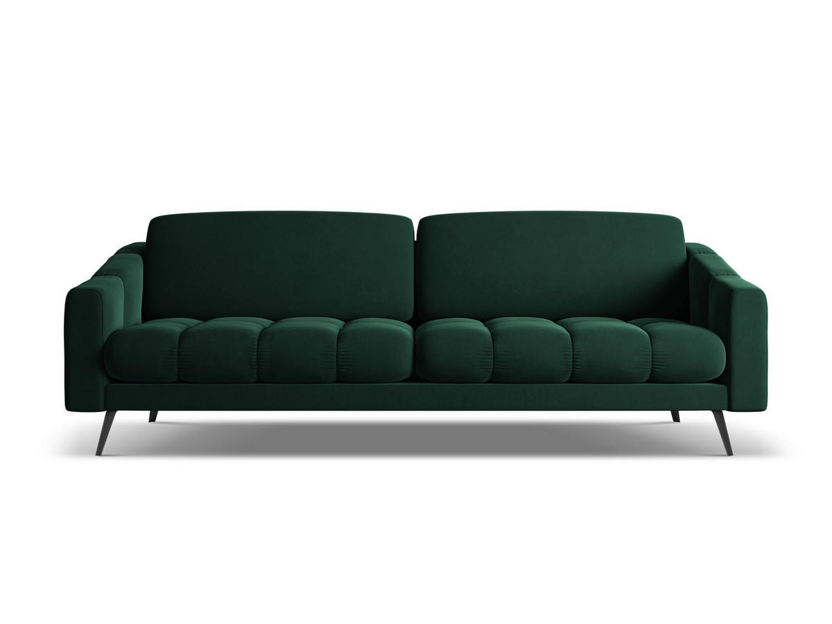 4-SITZER-SOFA Samt Stoff Grün - Dunkelgrün/Schwarz, Textil/Metall (238/80/95cm) - Makamii