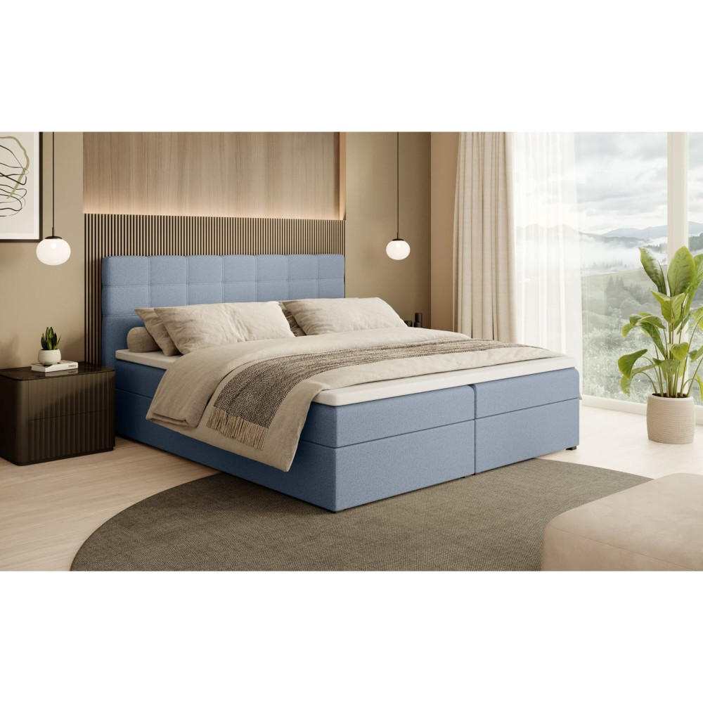 POLSTERBETT Topiq I 184/203/103 hellblau, Bouclé-Stoff - Hellblau, Holzwerkstoff (180/200cm) - Beautysofa