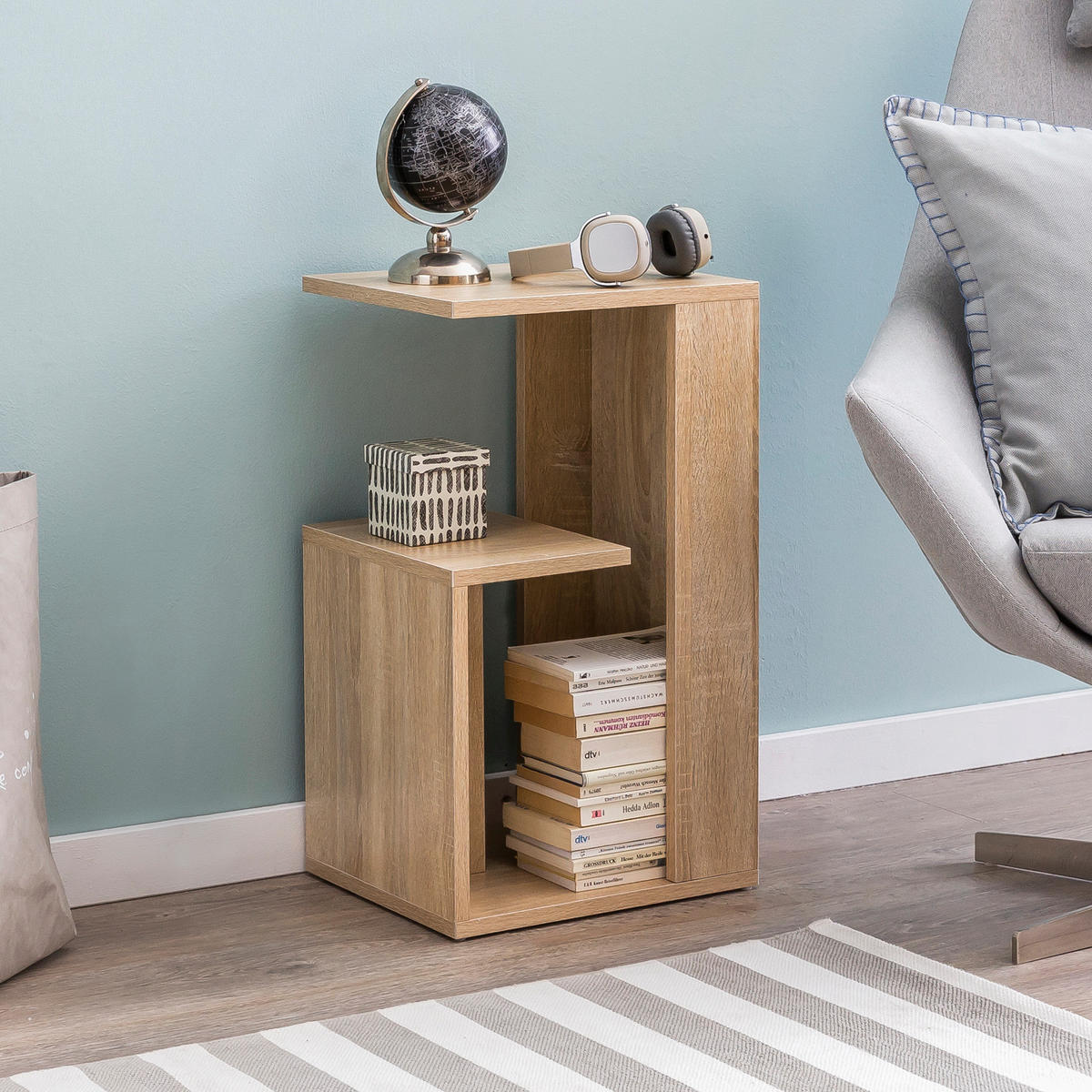 BEISTELLTISCH Holz 3 Ablagen Melaminbeschichtung BRENTA, Beige 35x30x61 cm - Beige, Holz (30/35/61cm) - KADIMA DESIGN