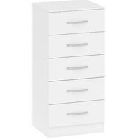 KOMMODE aus Spanplatte 35x40x85 cm Weiß mit 5 Schubladen und Kippschutz - Weiß, Holzwerkstoff (40/85/35cm) - Modfu