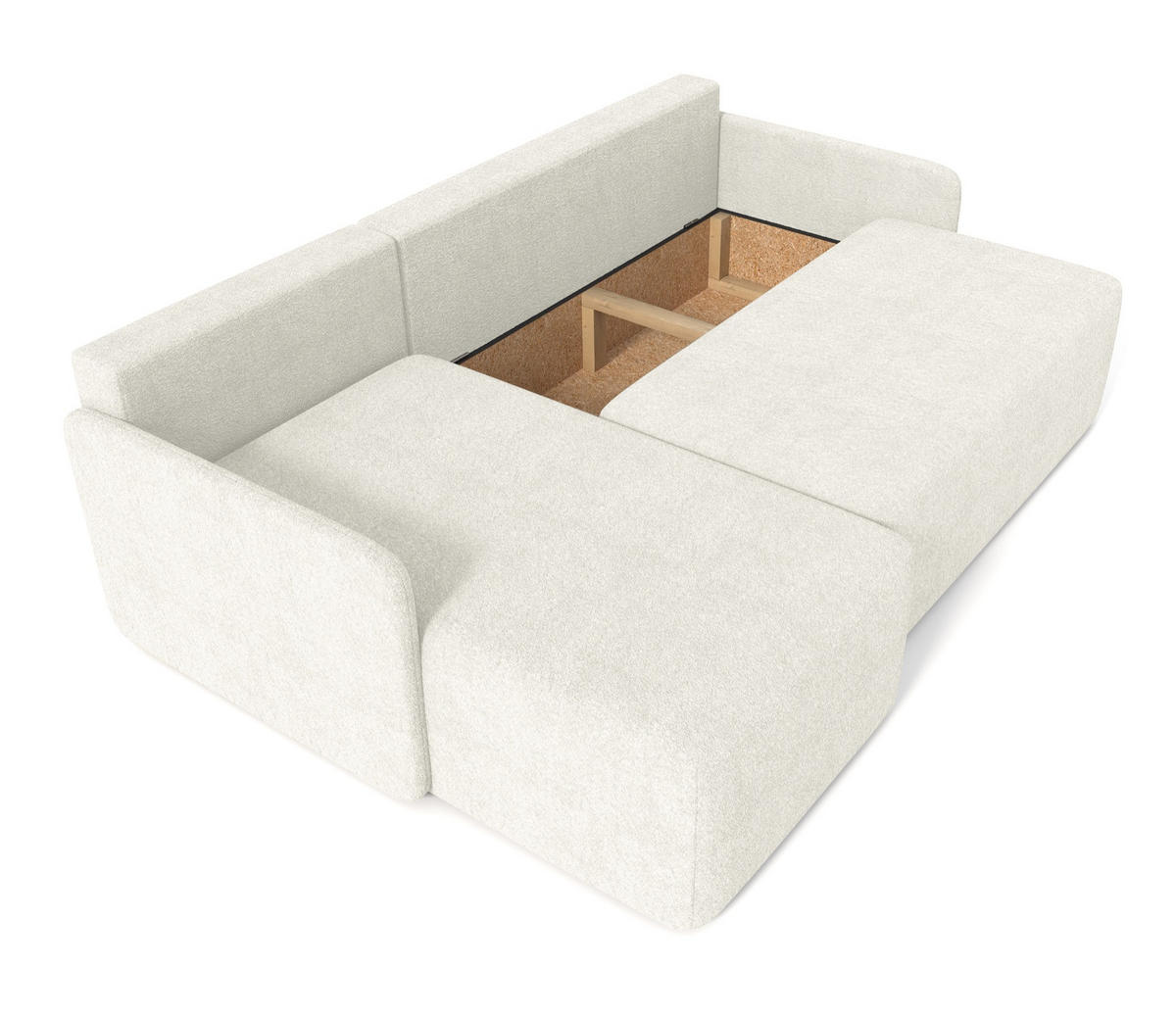ECKSOFA Bloom Creme Bouclé - Creme, Textil (212/142cm) - Selsey