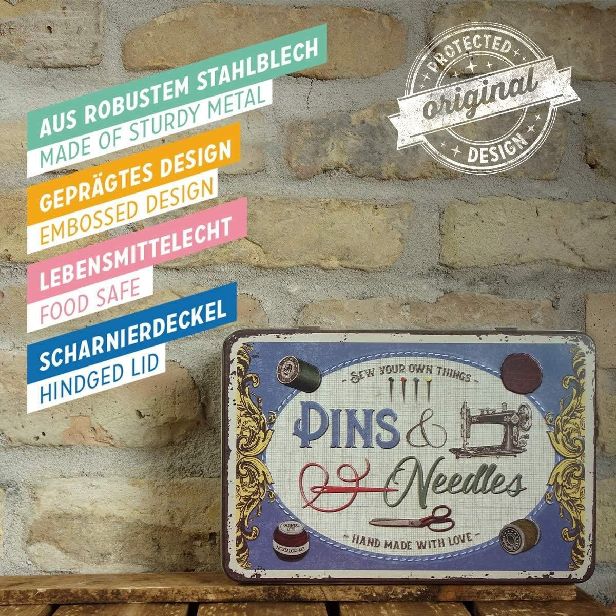 VORRATSDOSE flach Home & Country Pins & Needles - Multicolor, Metall (23/7/16cm) - Nostalgic-Art