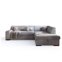 ECKSOFA mit Schlaffunktion Cordstoff MILENZO Hellgrau Rechts - Hellgrau, Holz (260/175cm) - Bromarkt