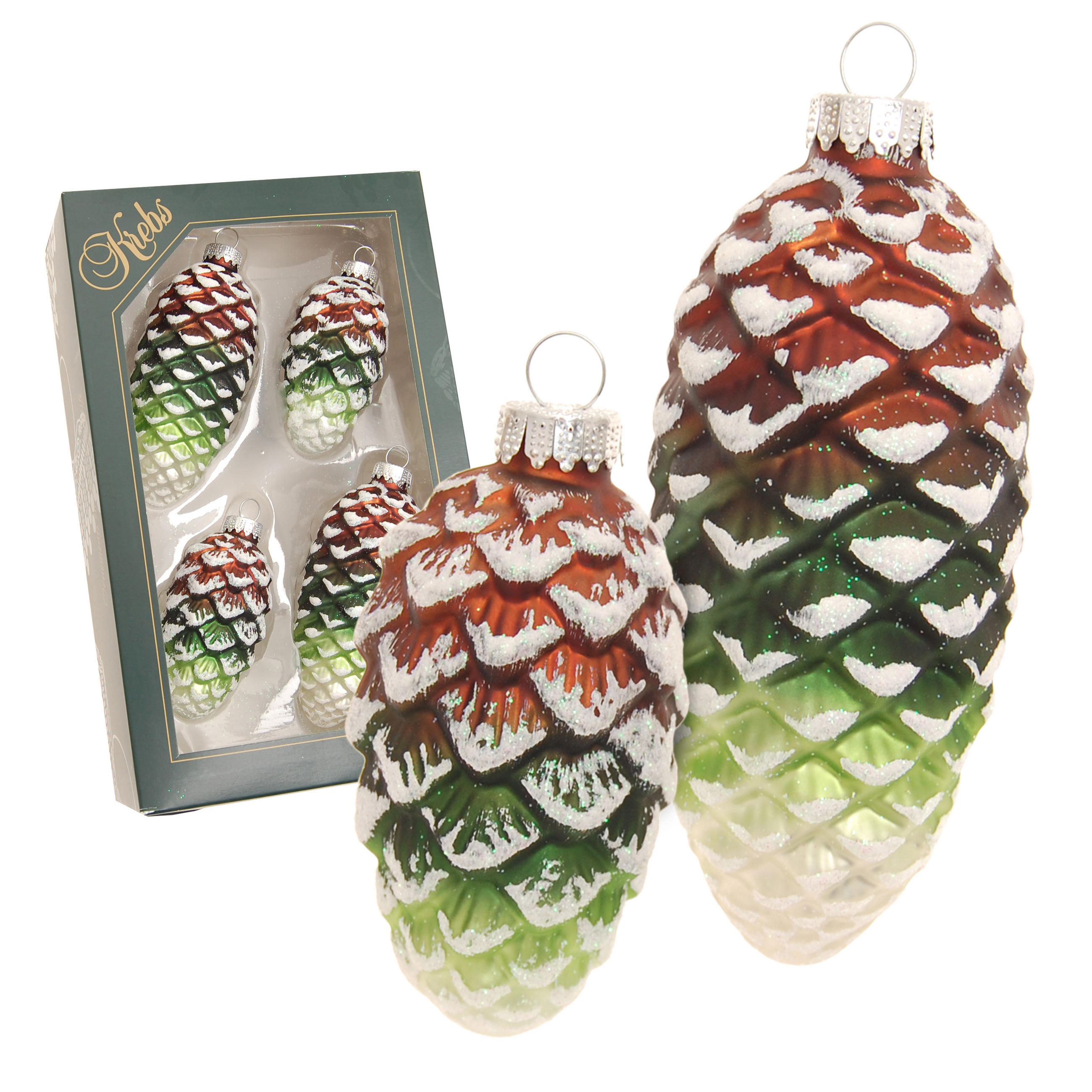 Krebs Glas Lauscha Christbaumschmuck Grün 4x10x4 cm