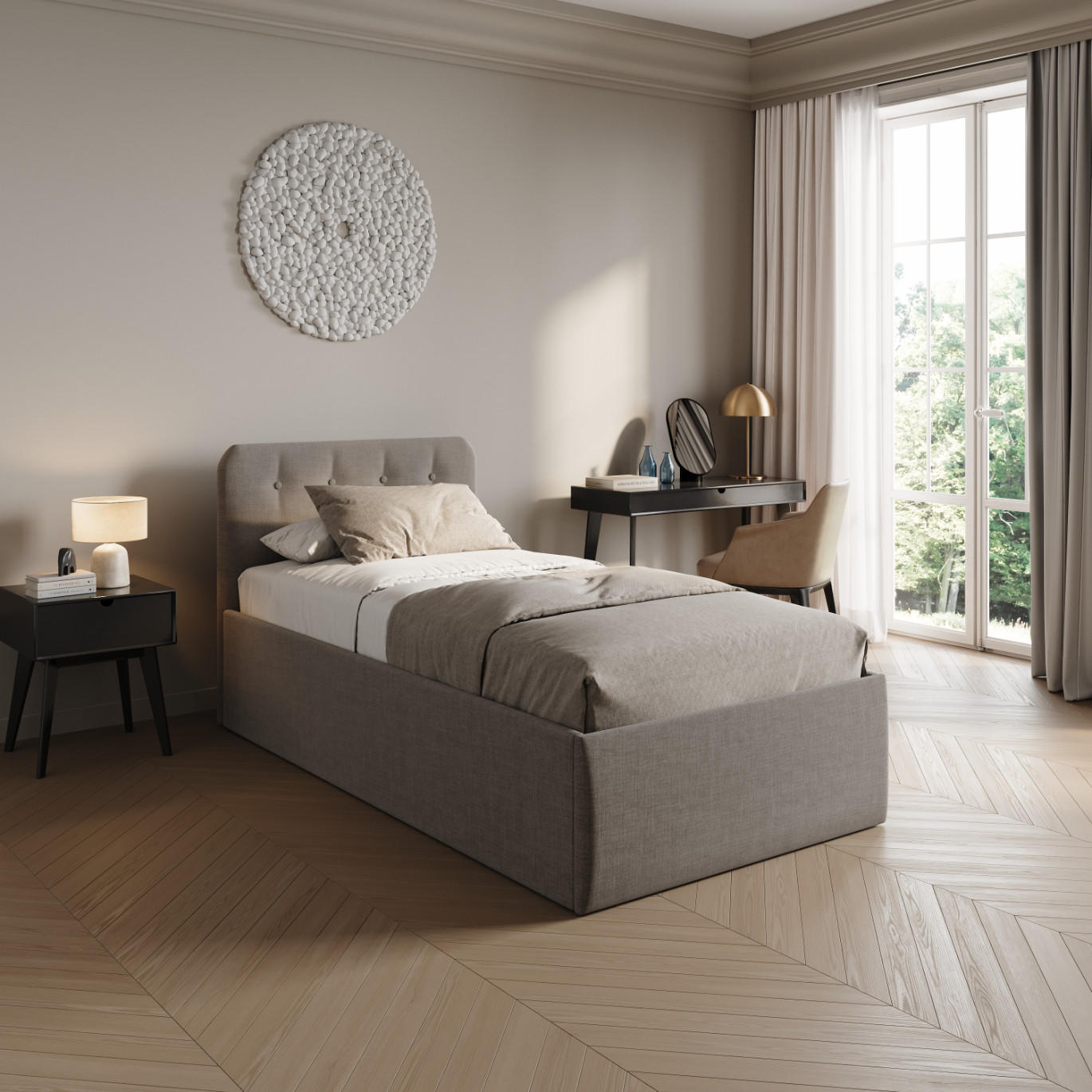 Thumbnail - Home Collective Polsterbett, Beige, Holzwerkstoff, H2, Höhe ca. 15 cm, 100x200 cm, Schlafzimmer, Betten, Polsterbetten