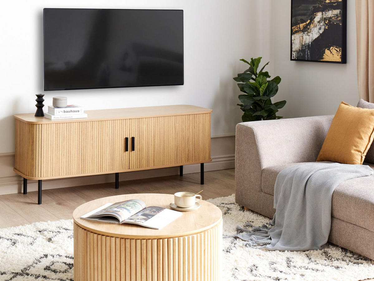 TV-MÖBEL Braun Bradley - Schwarz/Braun, Holzwerkstoff (150/58/45cm) - Beliani