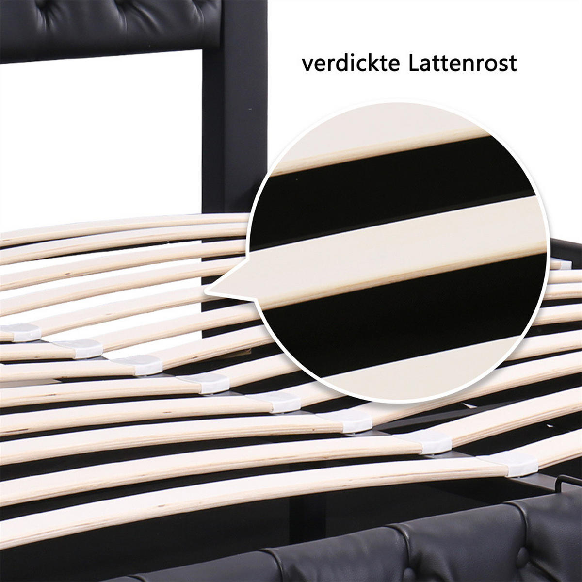 POLSTERBETT 180/200 cm in Schwarz PU mit LED-Beleuchtung - Schwarz, Holz/Textil (180/200cm) - KOMHTOM