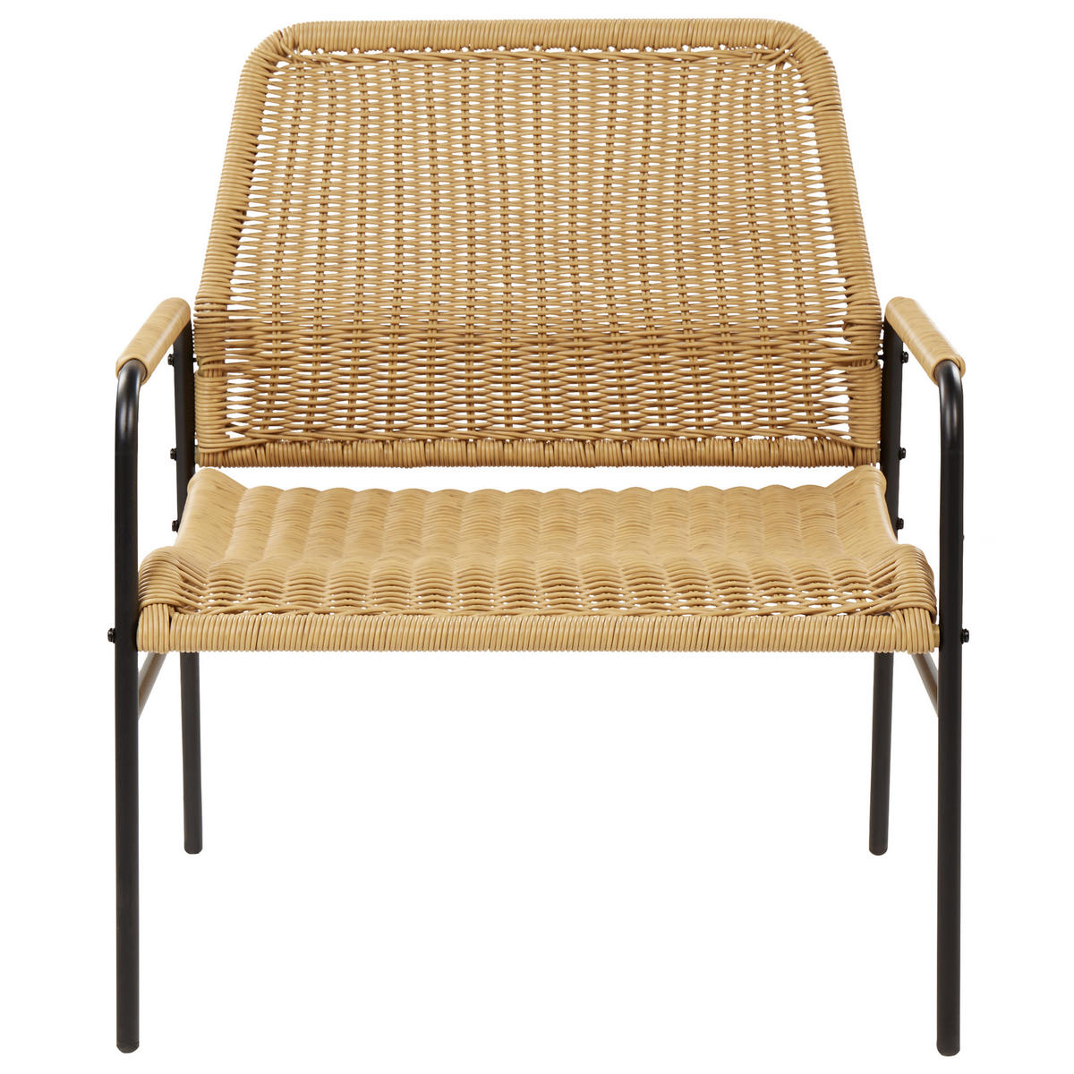 GARTENSTÜHLE 2er-SET aus Rattan Natur Prasimo - Beige/Schwarz, Naturmaterialien (63/78/67cm) - Beliani