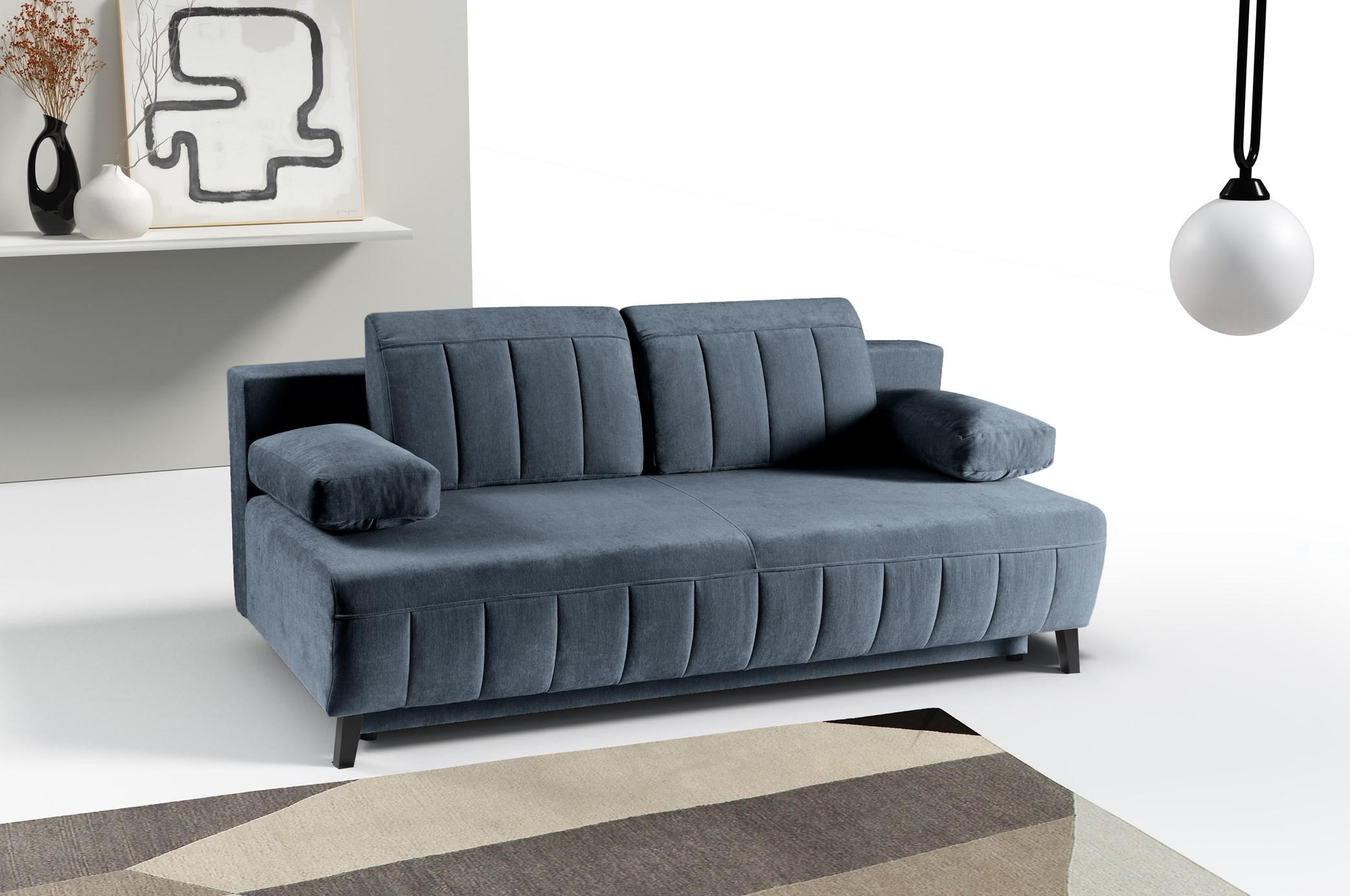 SCHLAFSOFA Aruna, Dunkelblau - Dunkelblau, Textil/Metall (200/90/98cm) - Bettso