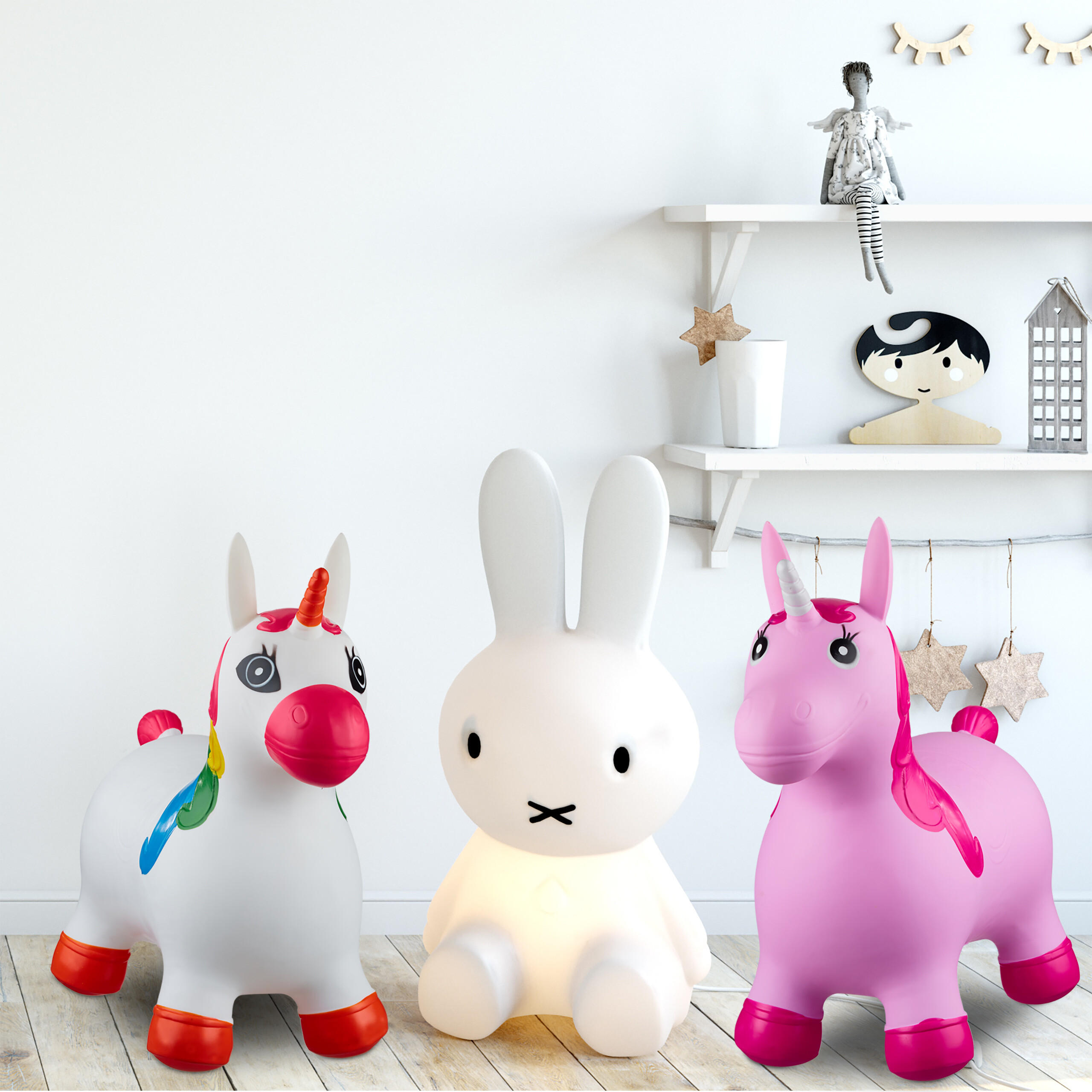 HÜPFTIER Einhorn - Pink, Kunststoff (62/26/52cm) - Relaxdays