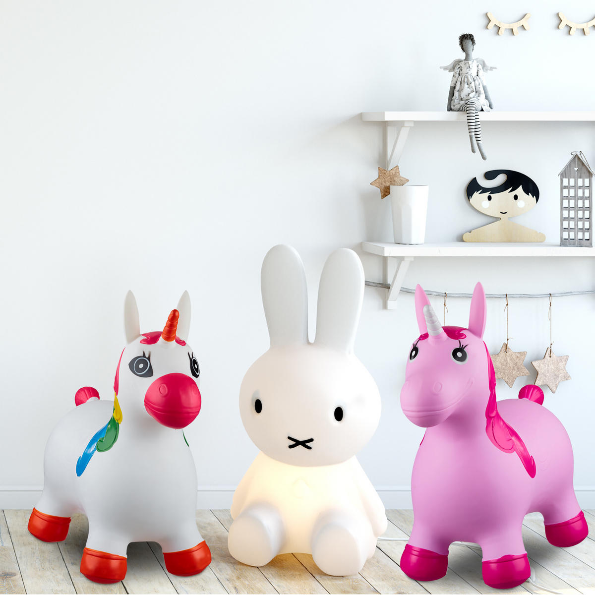 HÜPFTIER Einhorn - Pink, Kunststoff (62/26/52cm) - Relaxdays