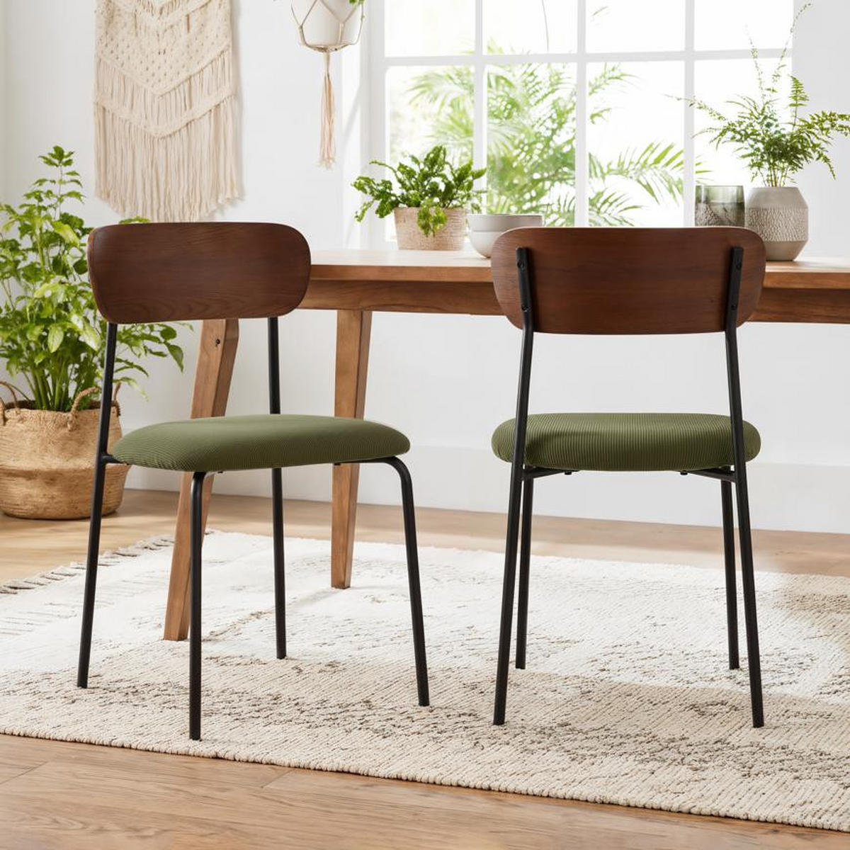 STÜLE 2er-Set Olivia skandinavische aus khakifarbenem Cord - Beige/Terracotta, Textil/Metall (46/81/50.5cm) - Sicaan