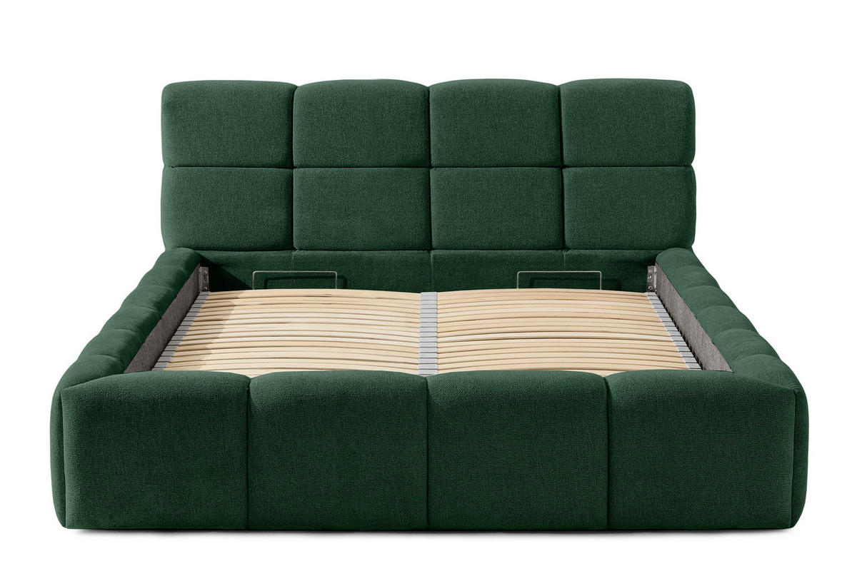 POLSTERBETT AERI 140/160/180/200 mit Rahmen und Bettkasten, dunkelgrün - Dunkelgrün, Holz/Holzwerkstoff (140/200cm) - KONSIMO®