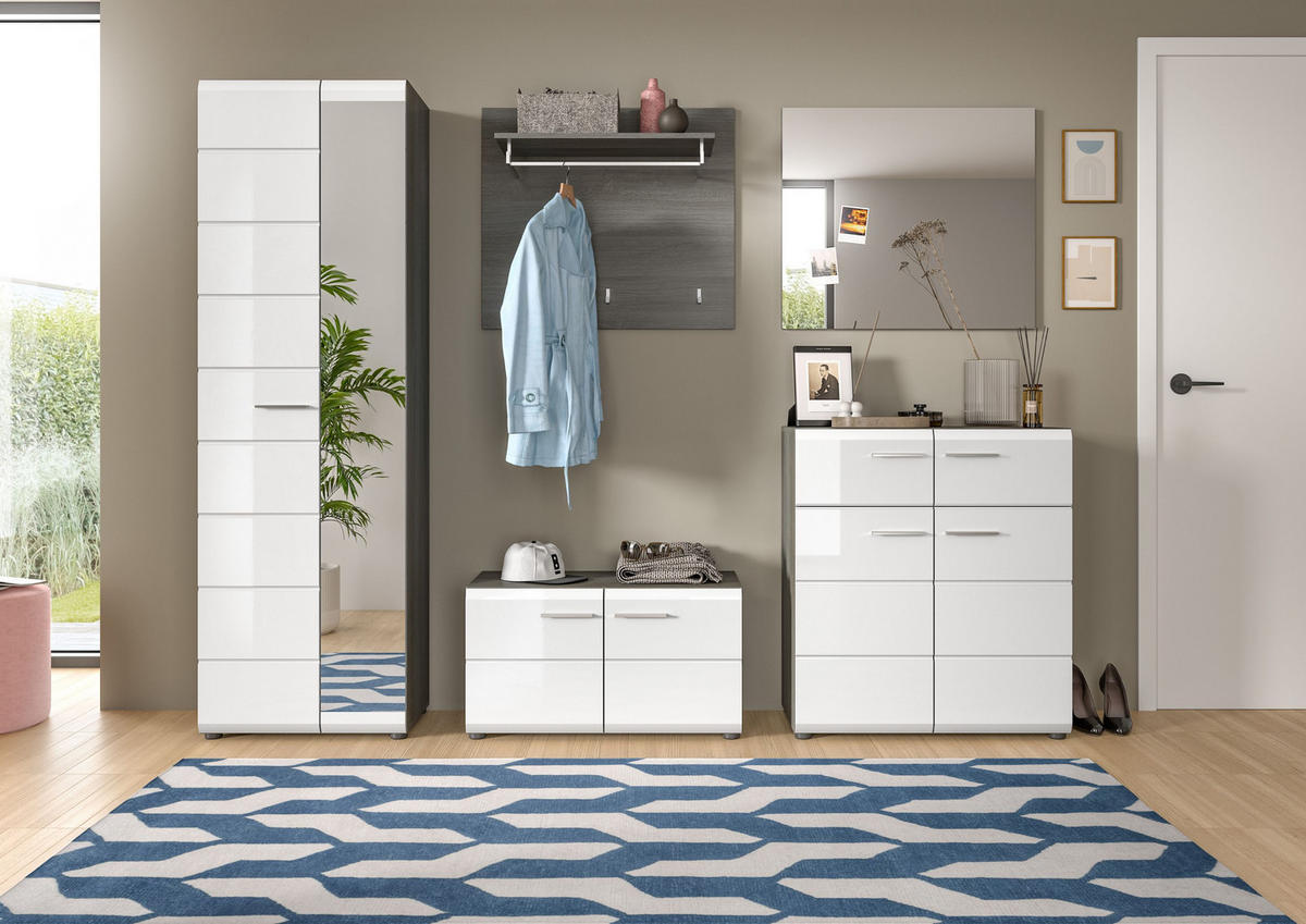 GARDEROBENKOMBINATION Salsa 250x192x37 cm Rauchsilber Weiß 5tlg. - Silberfarben, Holz (250/192/37cm)