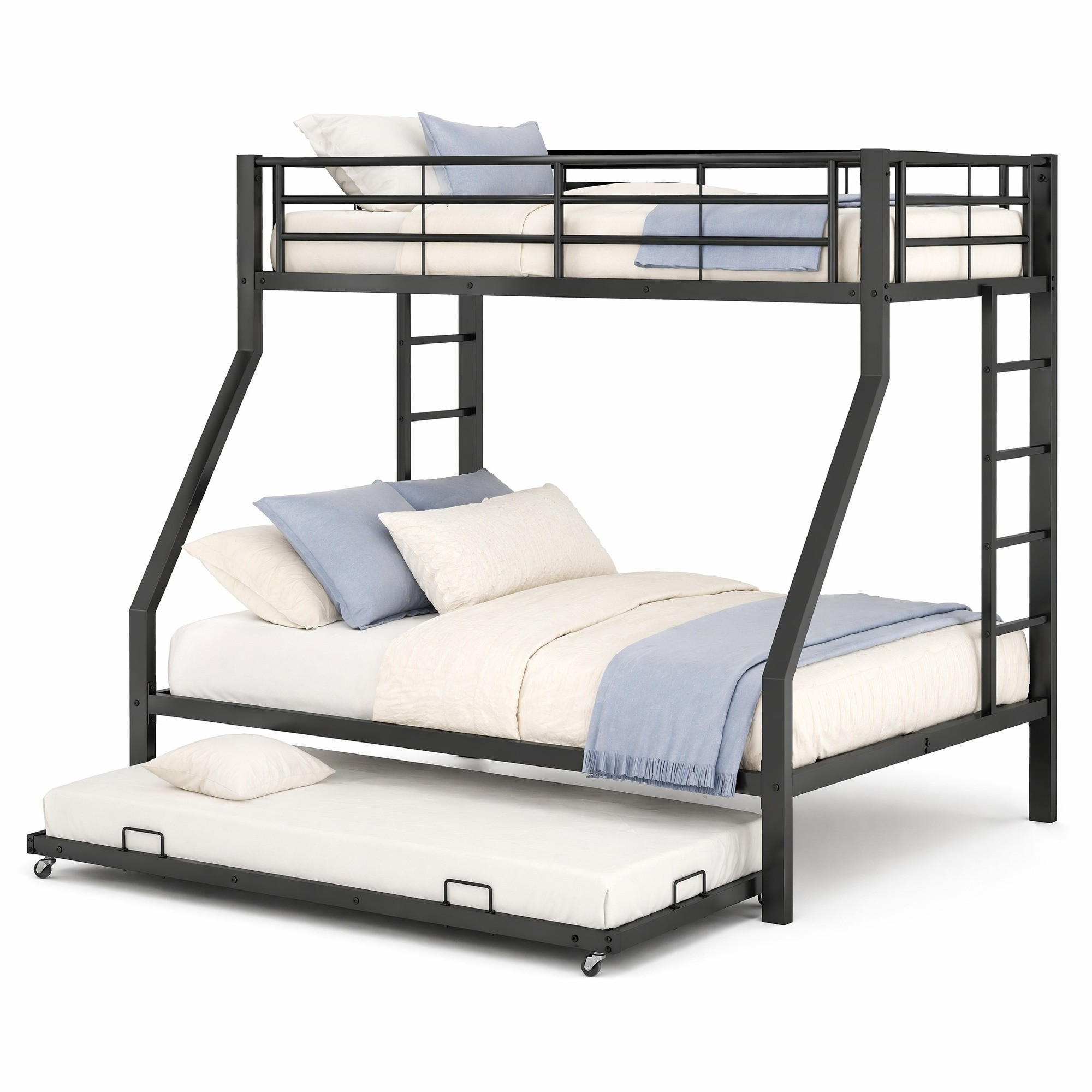 ETAGENBETT 90/200 cm & 140/200 cm in Schwarz mit Ausziehbett - Schwarz, Metall (90/200cm) - CHICFURN