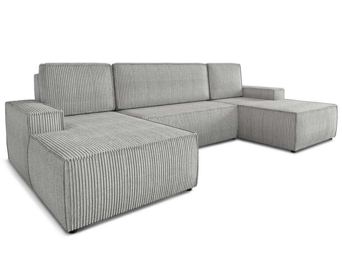 WOHNLANDSCHAFT Totti U - Grau, Holz/Textil (313/85/144cm) - Sofnet