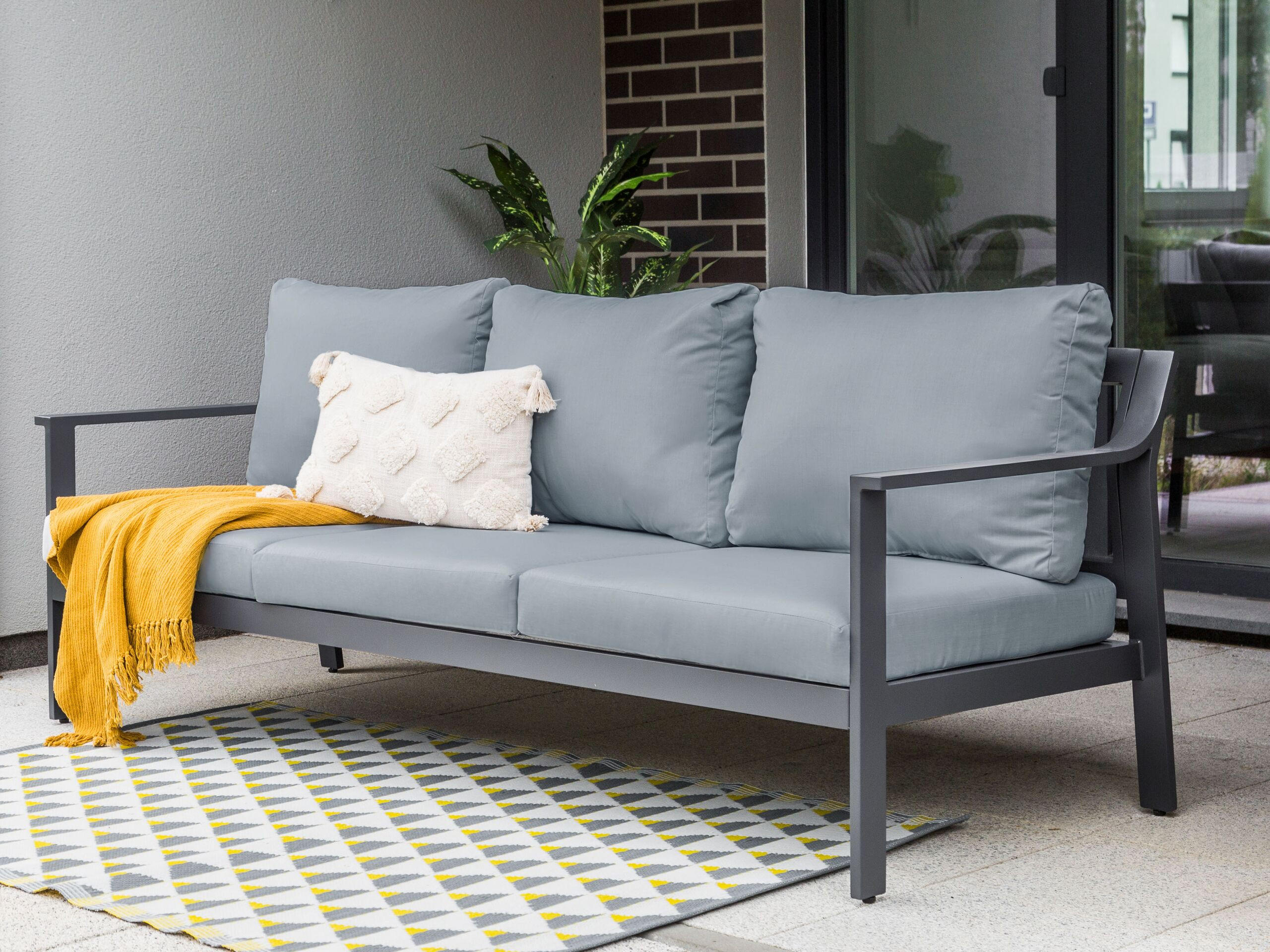 GARTENSOFA 3-Sitzer Grau Kiato - Grau, Metall (225/77/80cm) - Beliani