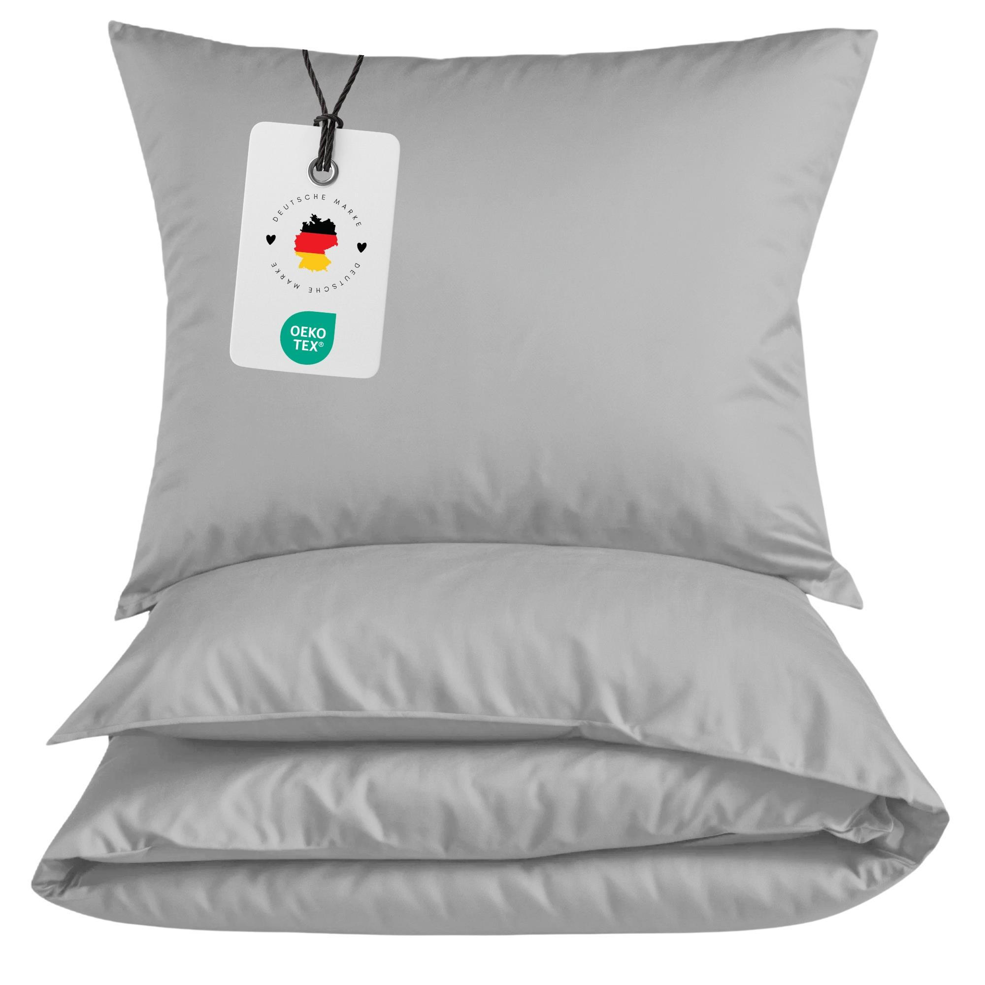 BETTWÄSCHE 155x220 Renforce Bettbezug aus 100% Baumwolle - Silber einfarbig - Silberfarben, Textil (155/220cm) - Carpe Sonno