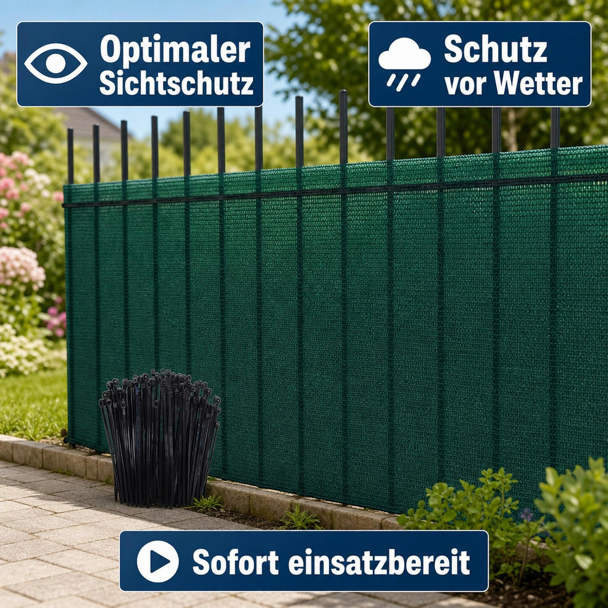 SICHTSCHUTZNETZ - Waldgrün, Kunststoff (180/180cm) - KLASEBO
