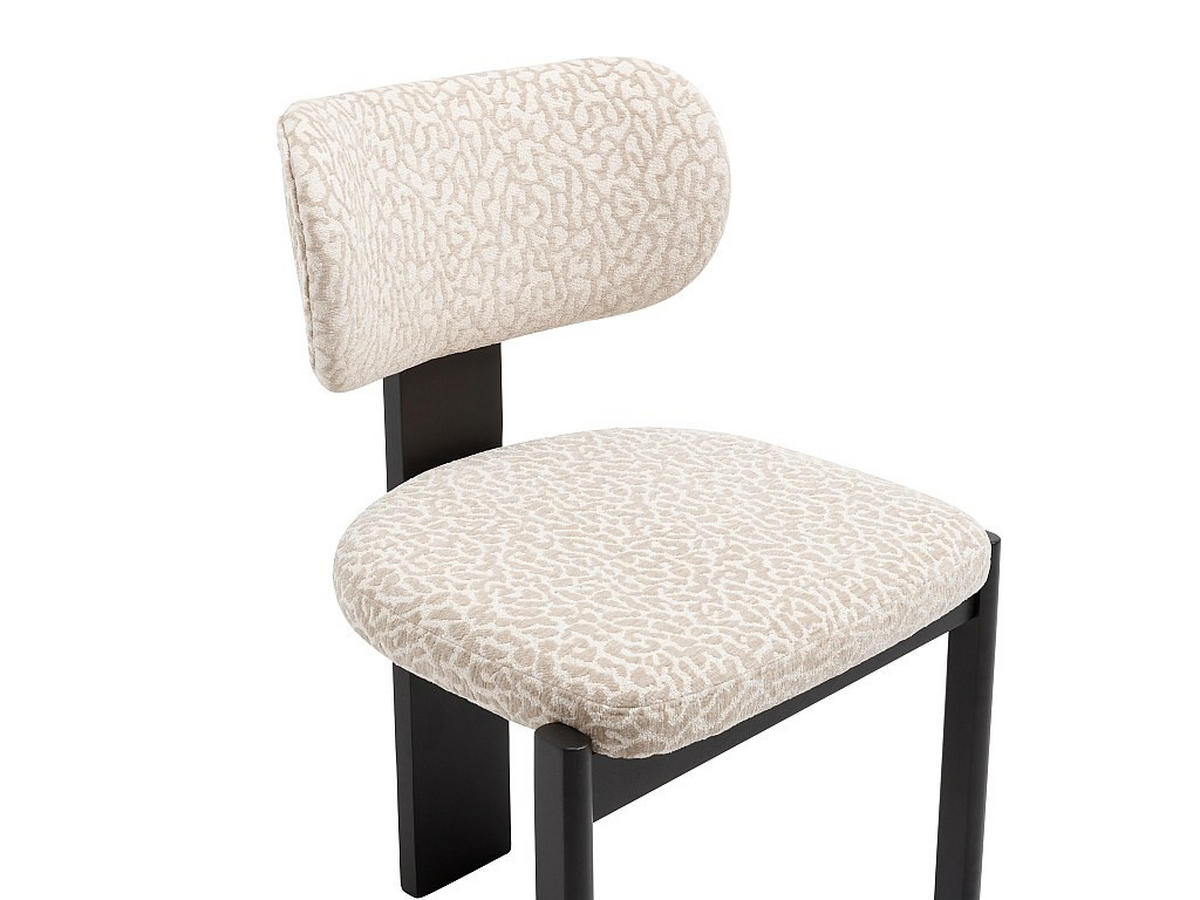 STUHL 2er-Set - Strukturstoff Bicolor & Kautschukholz schwarz - Creme & Beige - WILANA - Beige, Textil (60/85/56cm) - Vente-Unique