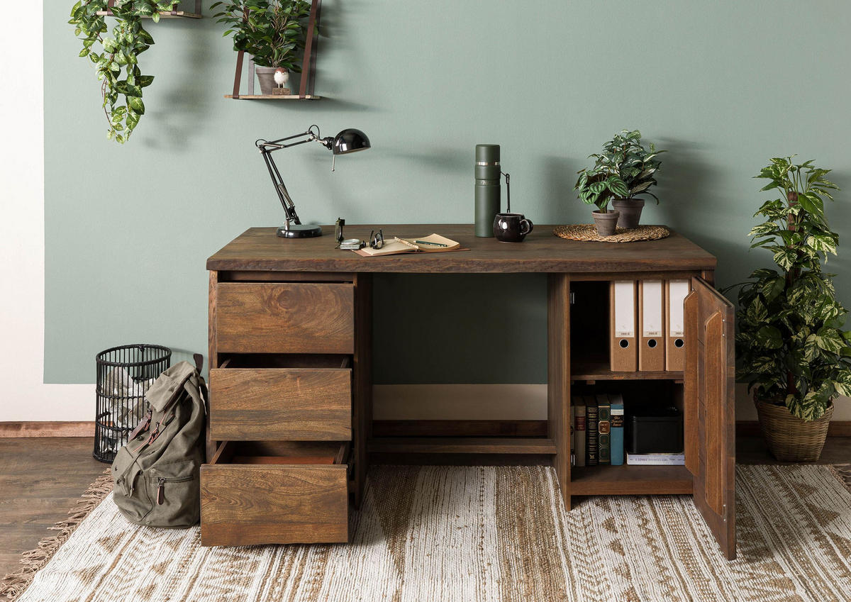 SCHREIBTISCH Mango 150x75x78 braun geölt PURE MANGO #210 - Braun, Holz (75/150/78cm) - Massivmoebel24
