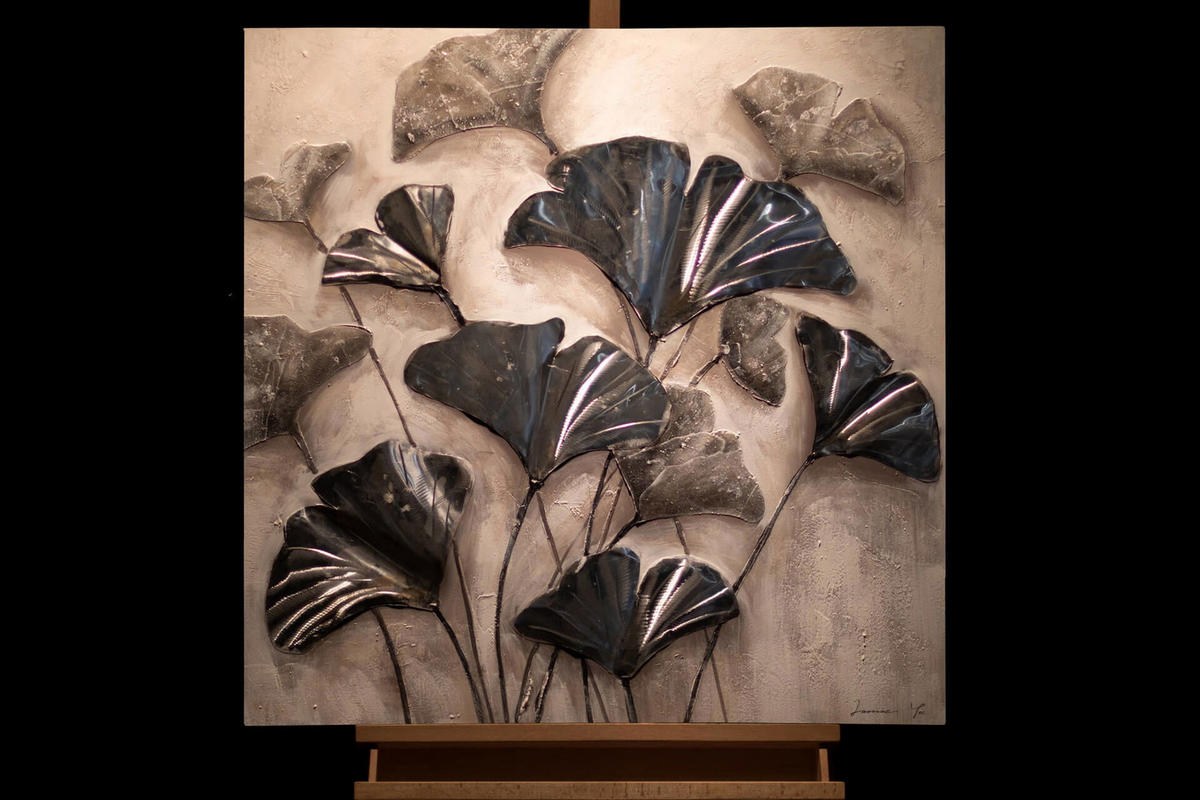 ACRYLBILD HANDGEMALT 80/80 cm - Weiß/Grau, Holz/Textil (1.7/80cm) - KUNSTLOFT