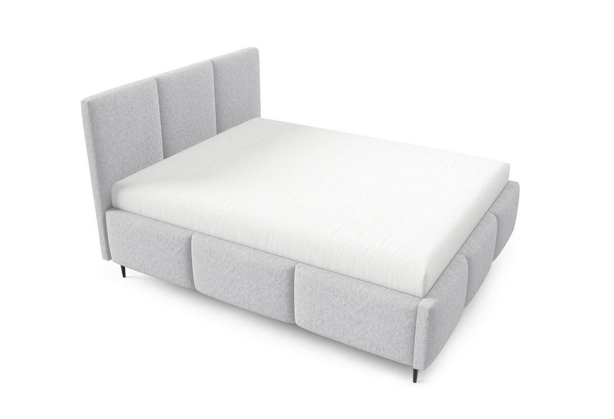 POLSTERBETT Miami Komplettset - Hellgrau, Holzwerkstoff/Textil (140/200cm) - Fun Möbel