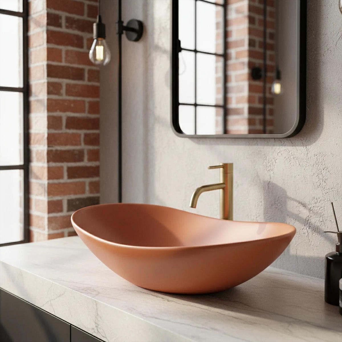 AUFSATZWASCHBECKEN Rea Royal Cinnamon Matt - Orange, Keramik (35.5/15.5/61.5cm) - REA